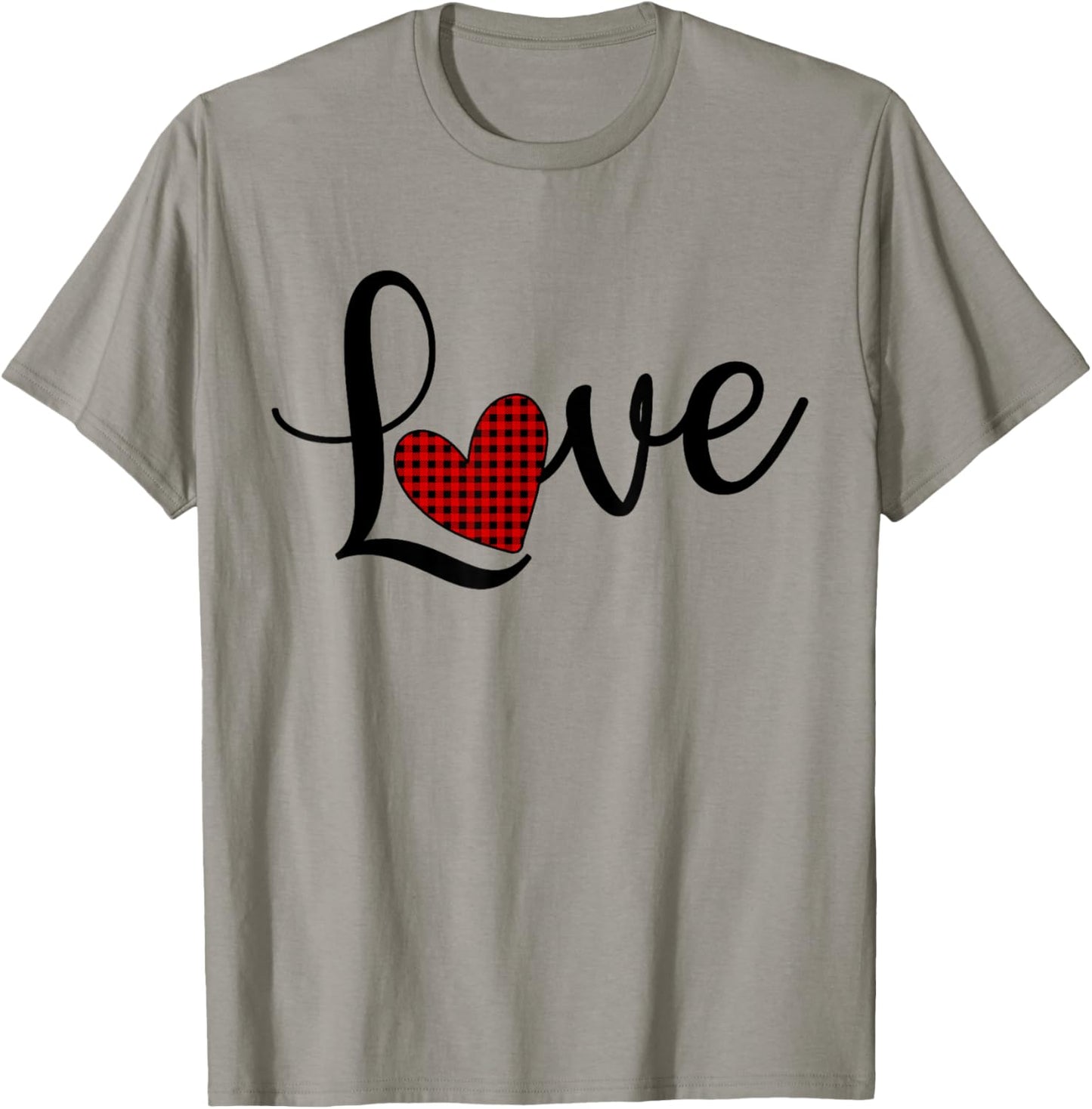 Love with Red Plaid Heart in place O Cute Valentine Fun Apparel | Premium Quality | Customer Favorite