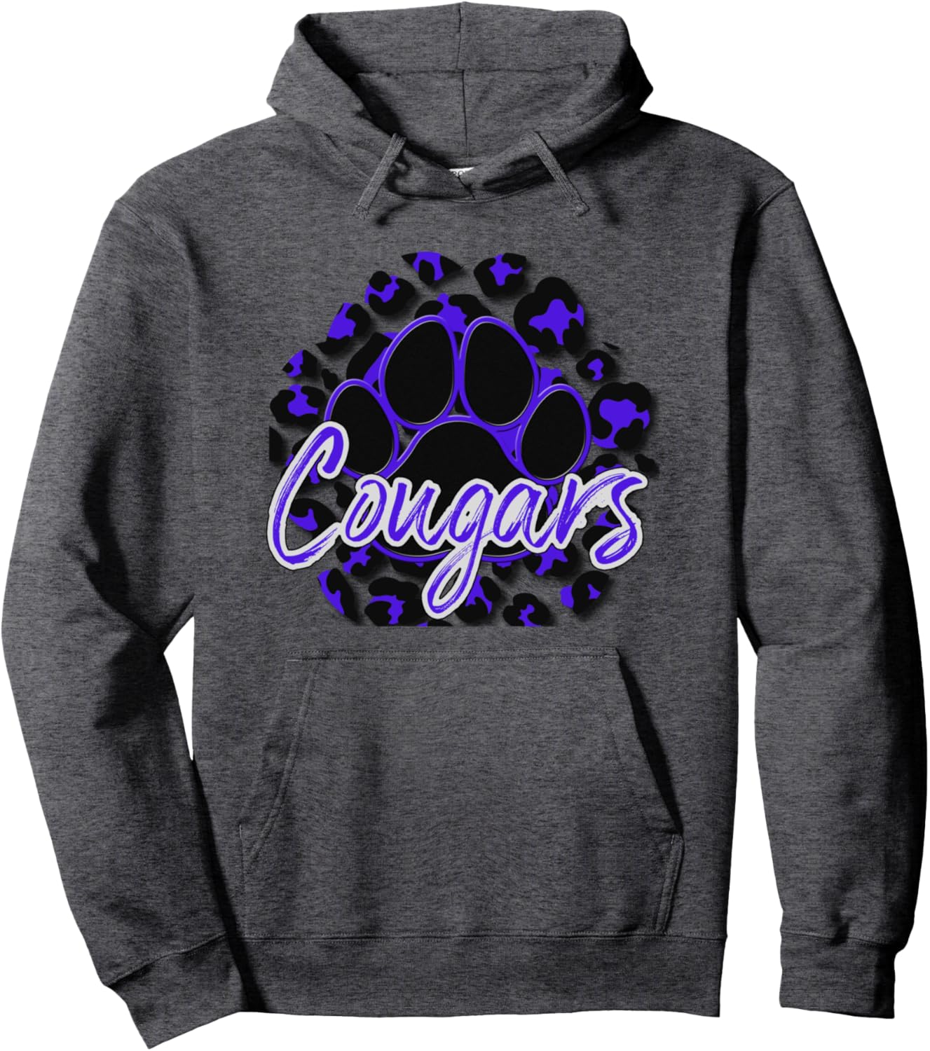 Cougar Purple Black Cheetah School Sports Fan Team Spirit Pullover Hoodie Hoodie Streetwear Style US Top Pick