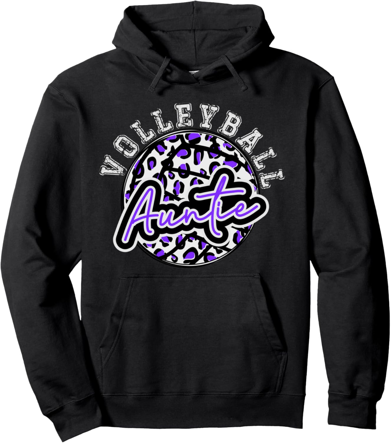 Leopard Cheetah Volleyball Purple Auntie Shirt Womens Trendy Pullover Hoodie Hoodie Trending US Everyday Wear