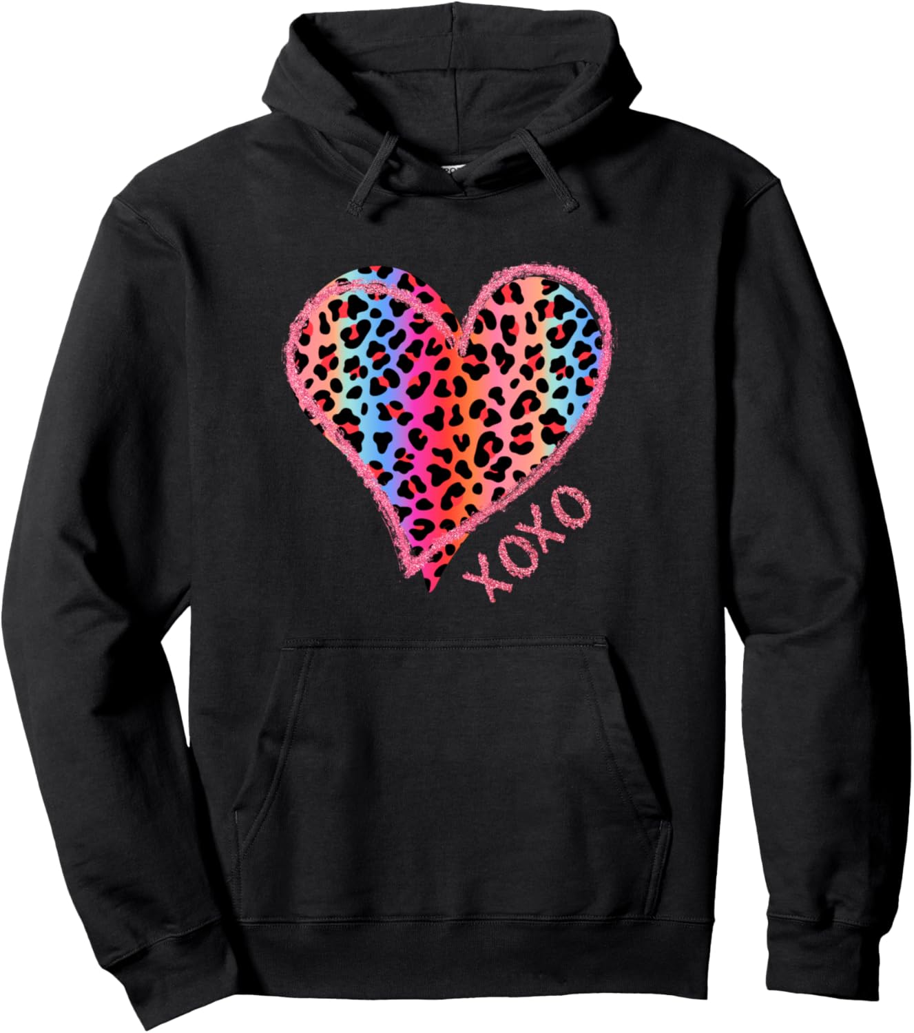 Heart Rainbow Cheetah Leopard Tiger Print Pullover Hoodie Hoodie Streetwear Style US Top Pick