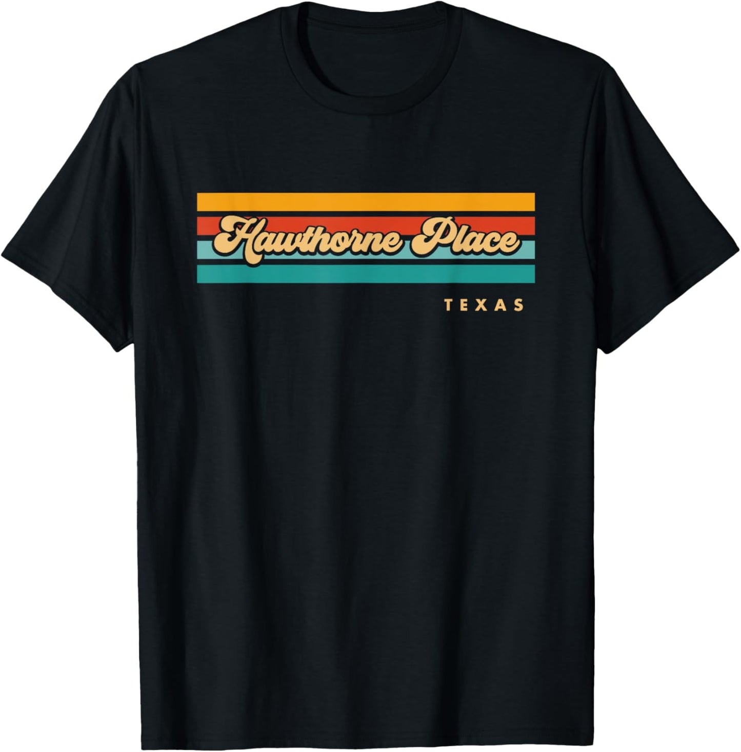Vintage Sunset Stripes Hawthorne Place, Texas Apparel | Premium Quality | Aesthetic Casual Look