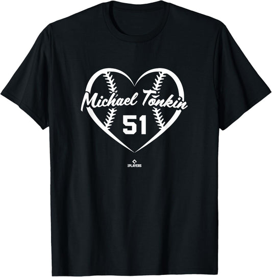 Baseball Heart Number Michael Tonkin Atlanta MLBPA Apparel | Perfect Gift Idea
