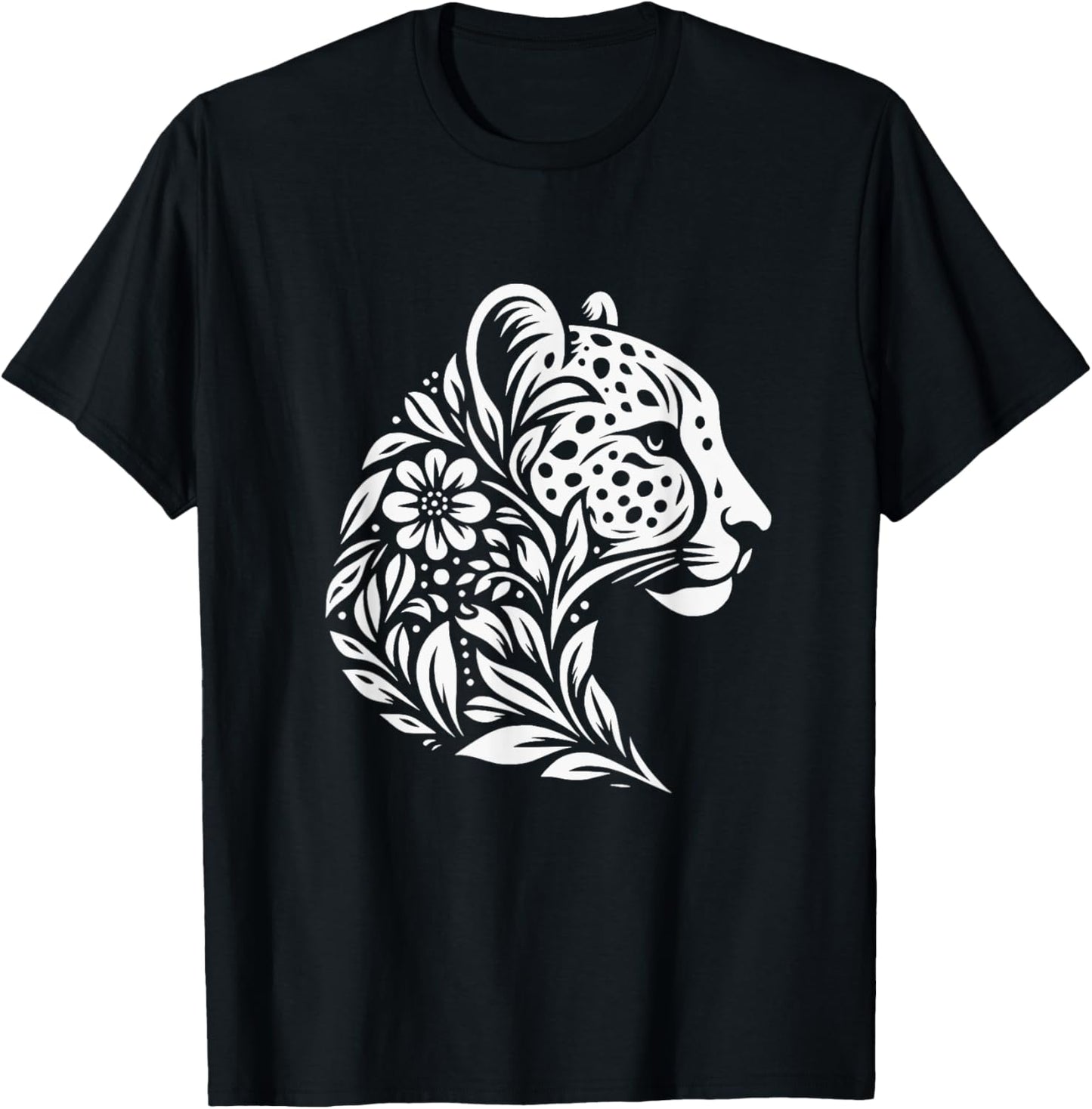 Floral Leopard Cheetah Flower Head Graphic Art Design Apparel Trending US Everyday Wear