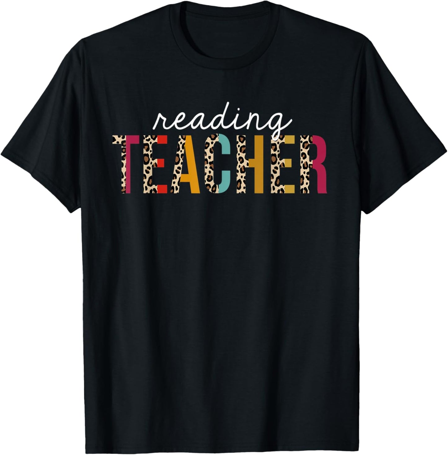Reading Teacher Leopard Print Funny Teaching Appreciation T Shirt for Men Women Kids T Shirt Comfort Fit Gift Ready