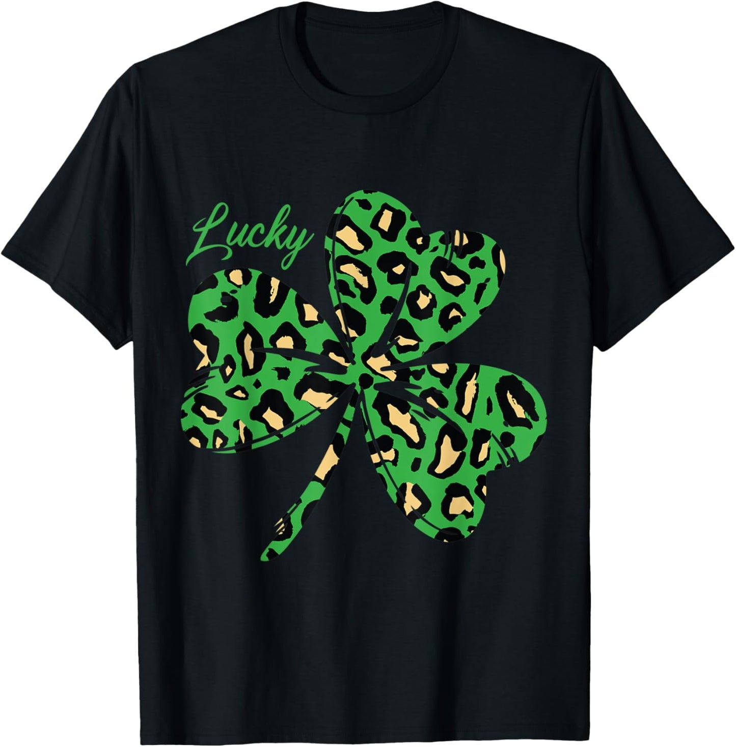 Lucky Shamrock Cheetah pattern Patricks Day Apparel Streetwear Style Gift Ready
