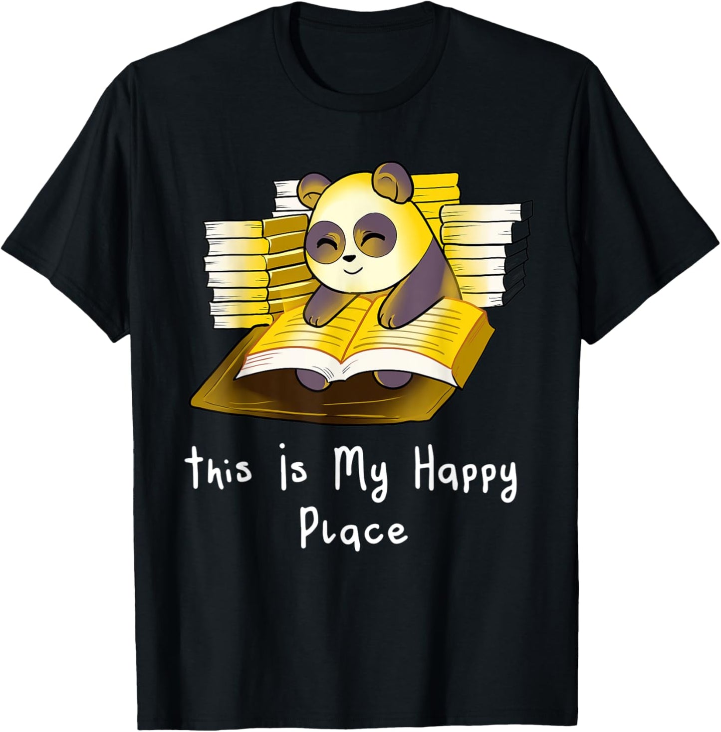 Funny Panda Reading Books T-Shirt Happy Place Library Shirt T-Shirt | High Search Volume | High CTR Boost