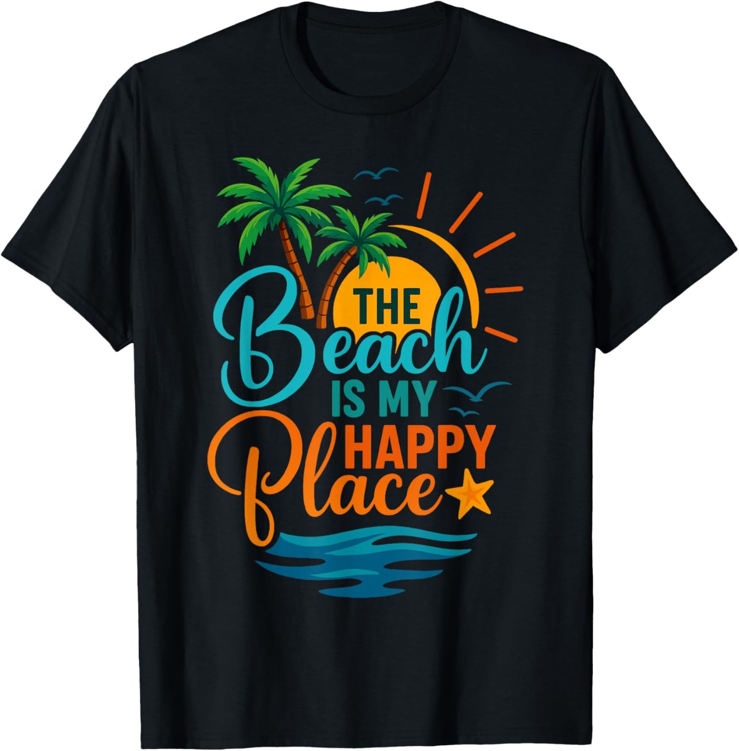 The Beach Is My Happy Place Beach Summer Vacation Apparel | Premium Quality | Perfect Gift Choice