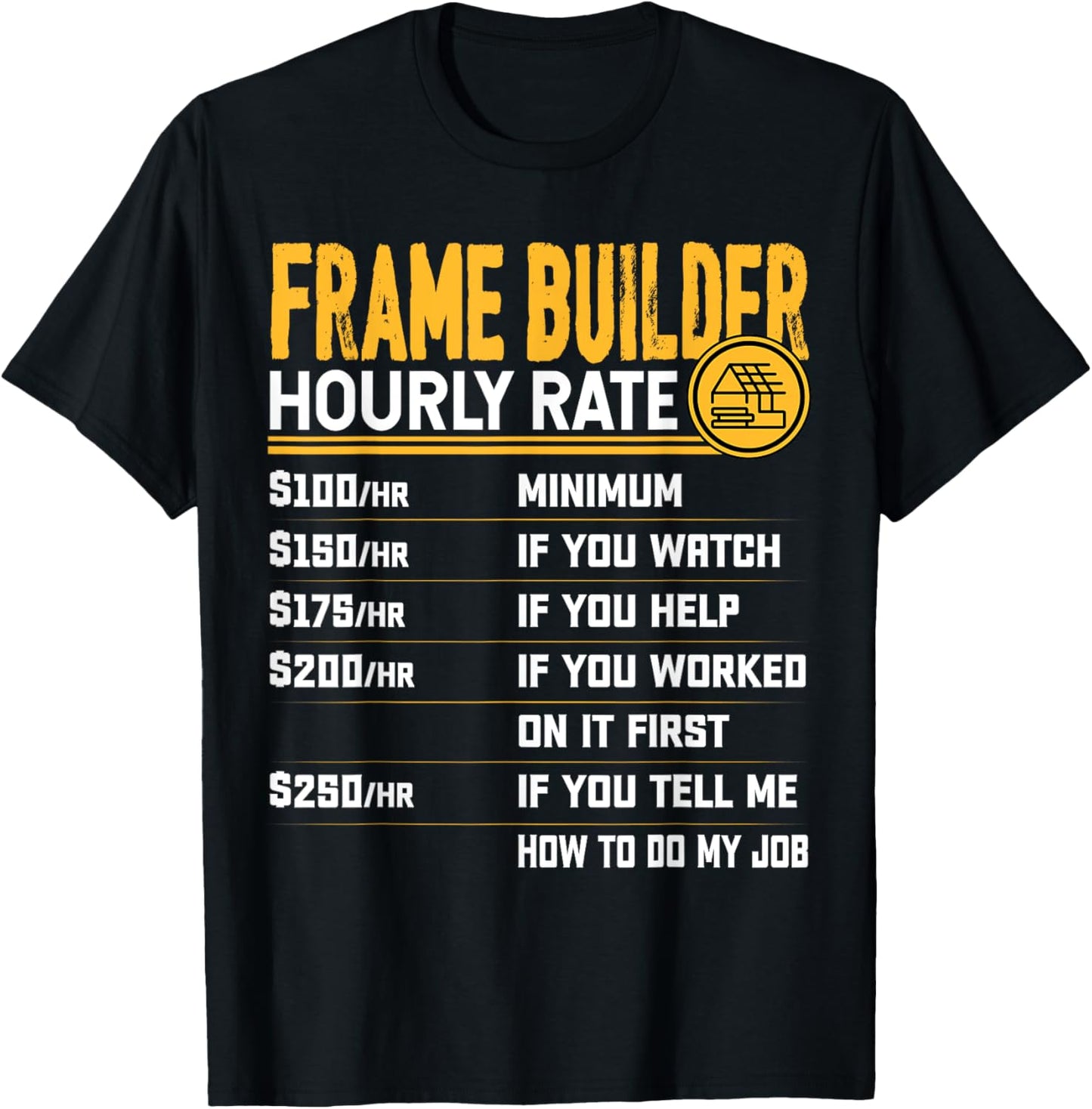 Funny Frame Builder Hourly Rate - Frame Creator Maker Apparel | High Search Volume | Comfort Daily Wear