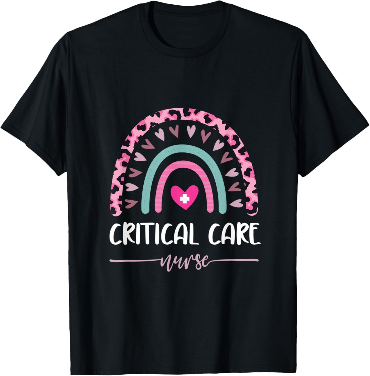 Critical Care Nurse Leopard Rainbow Heart Cheetah Print Apparel High Search Demand US Top Pick
