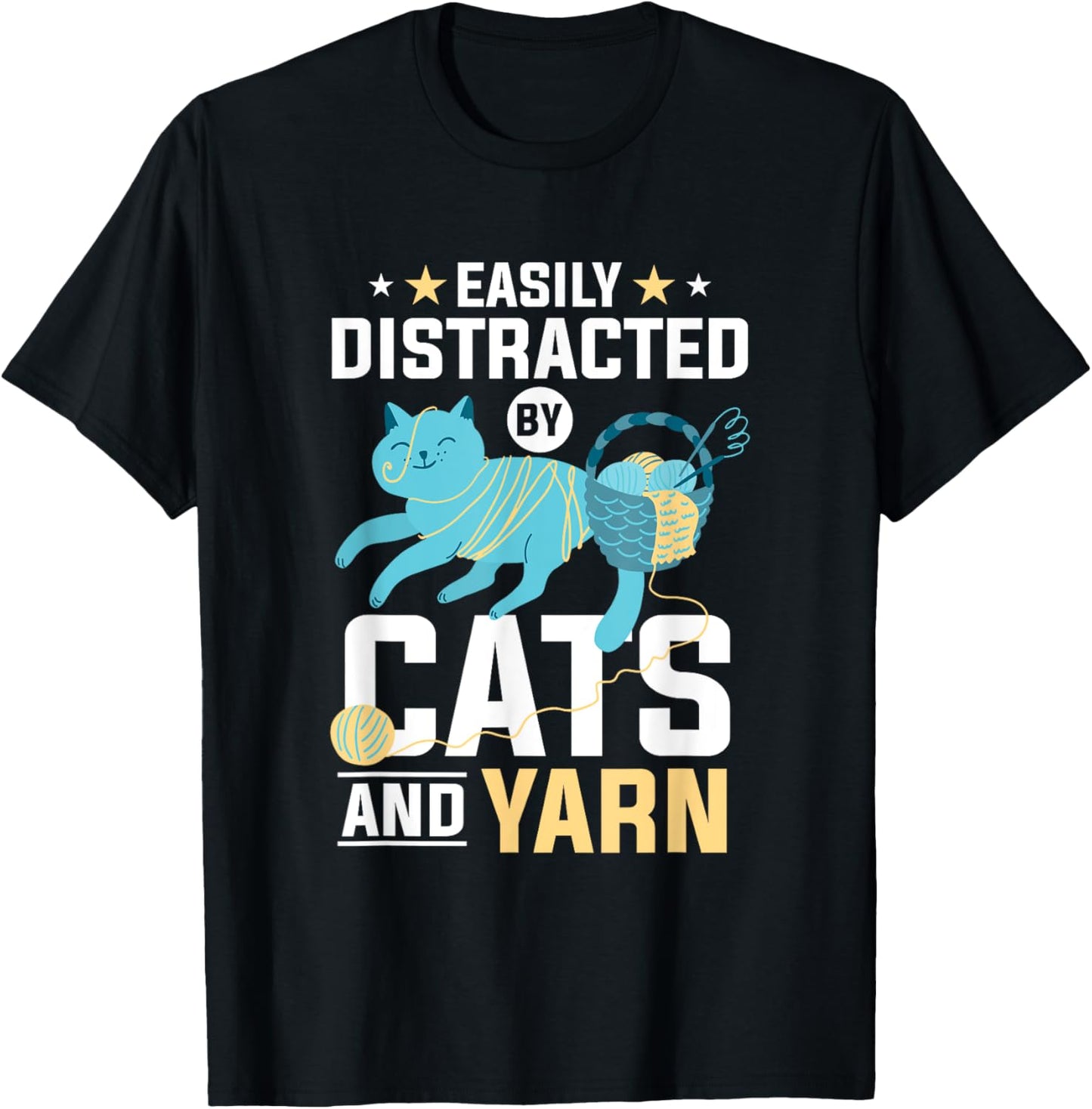 Easily Distracted By Cats And Yarn Crochet Knitting Yarn Supply | Top Rated | Perfect for Crafters