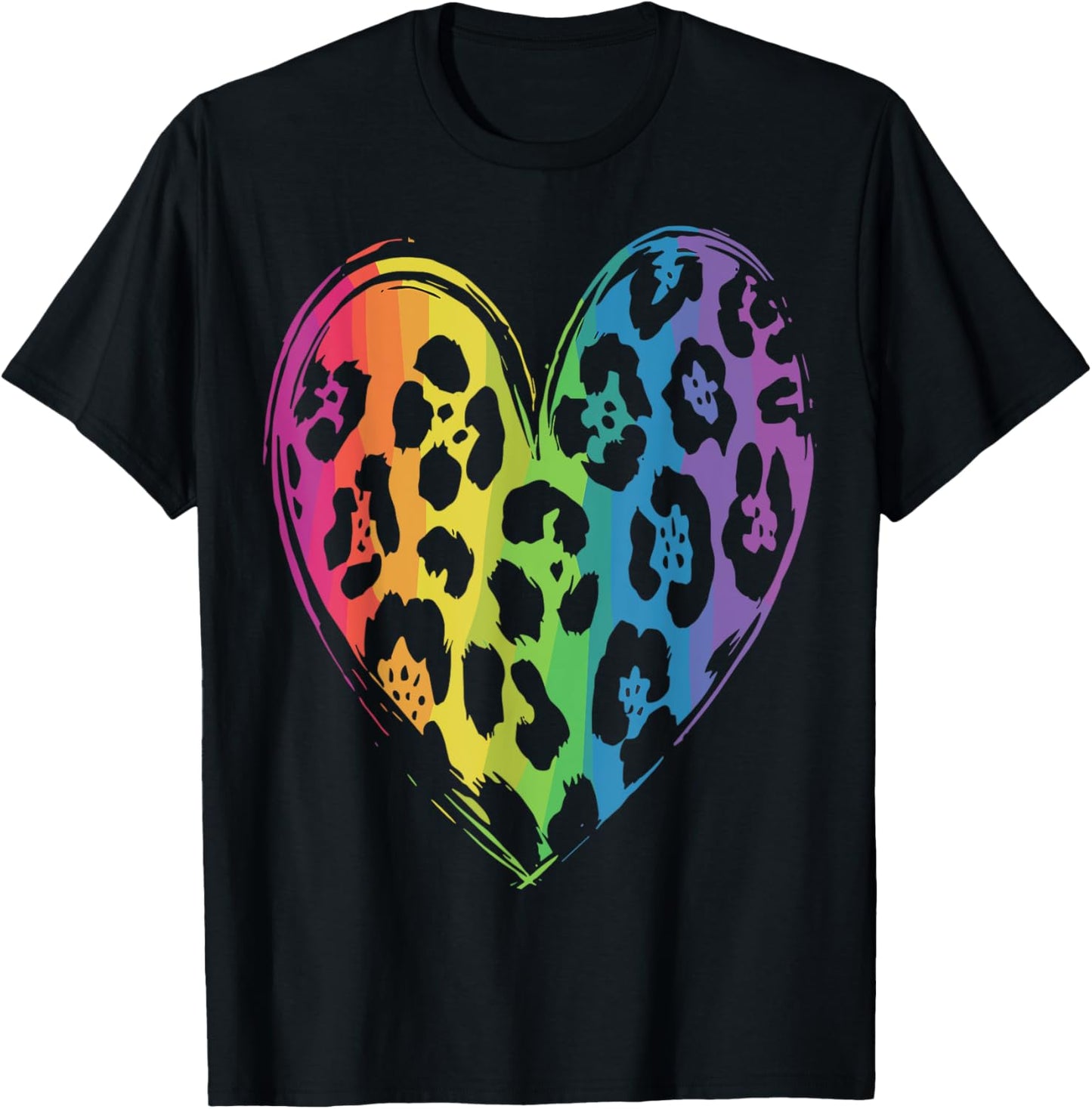 Cool Cheetah Leopard Print Heart Rainbow Apparel Streetwear Style Gift Ready