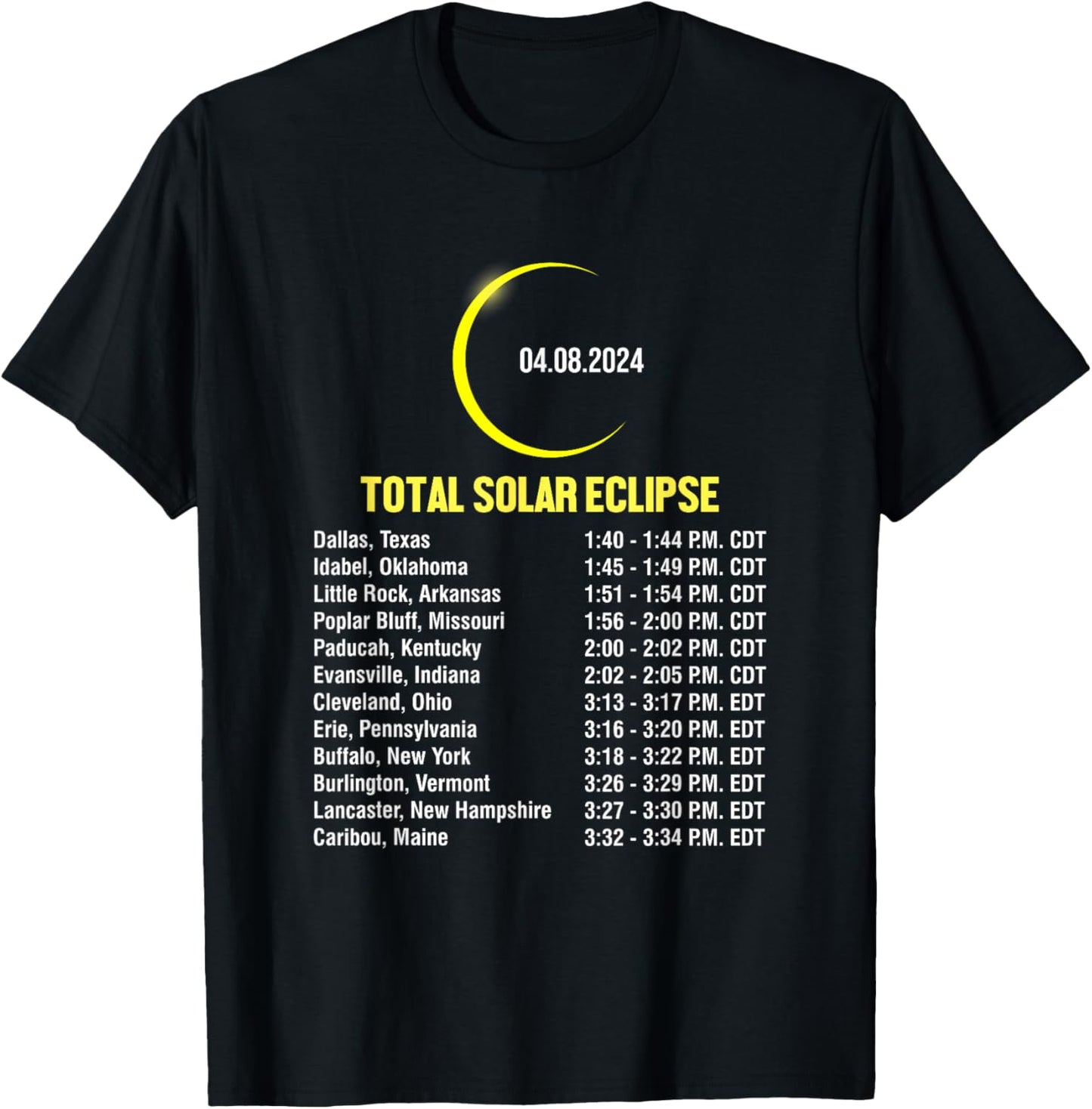 Total Solar Eclipse 2024 Times & Places Where To See Apparel | Top Conversion Title | Perfect Gift Choice