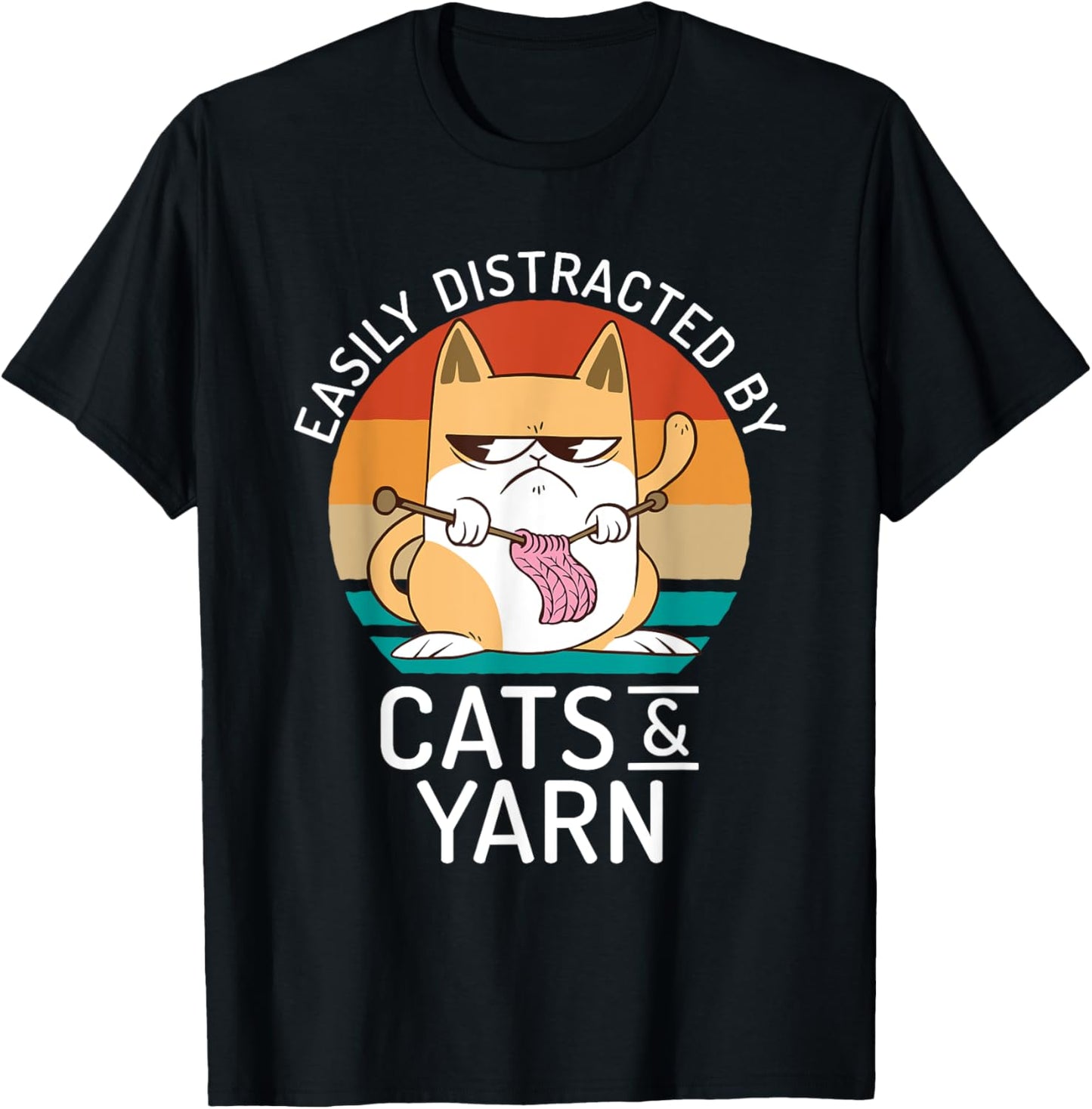 Easily distracted by Cats and Yarn Crocheting Yarn Knitter Yarn Supply | Viral US Pick | Perfect for Crafters