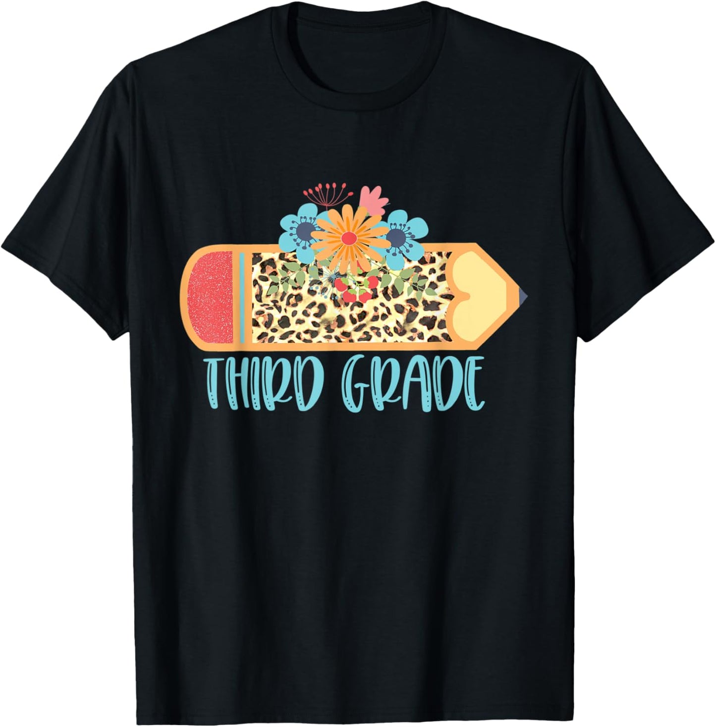 THIRD 3RD GRADE Pencil Leopard Cheetah Print Teacher T Shirt for Men Women Kids T Shirt Streetwear Style Hot Right Now