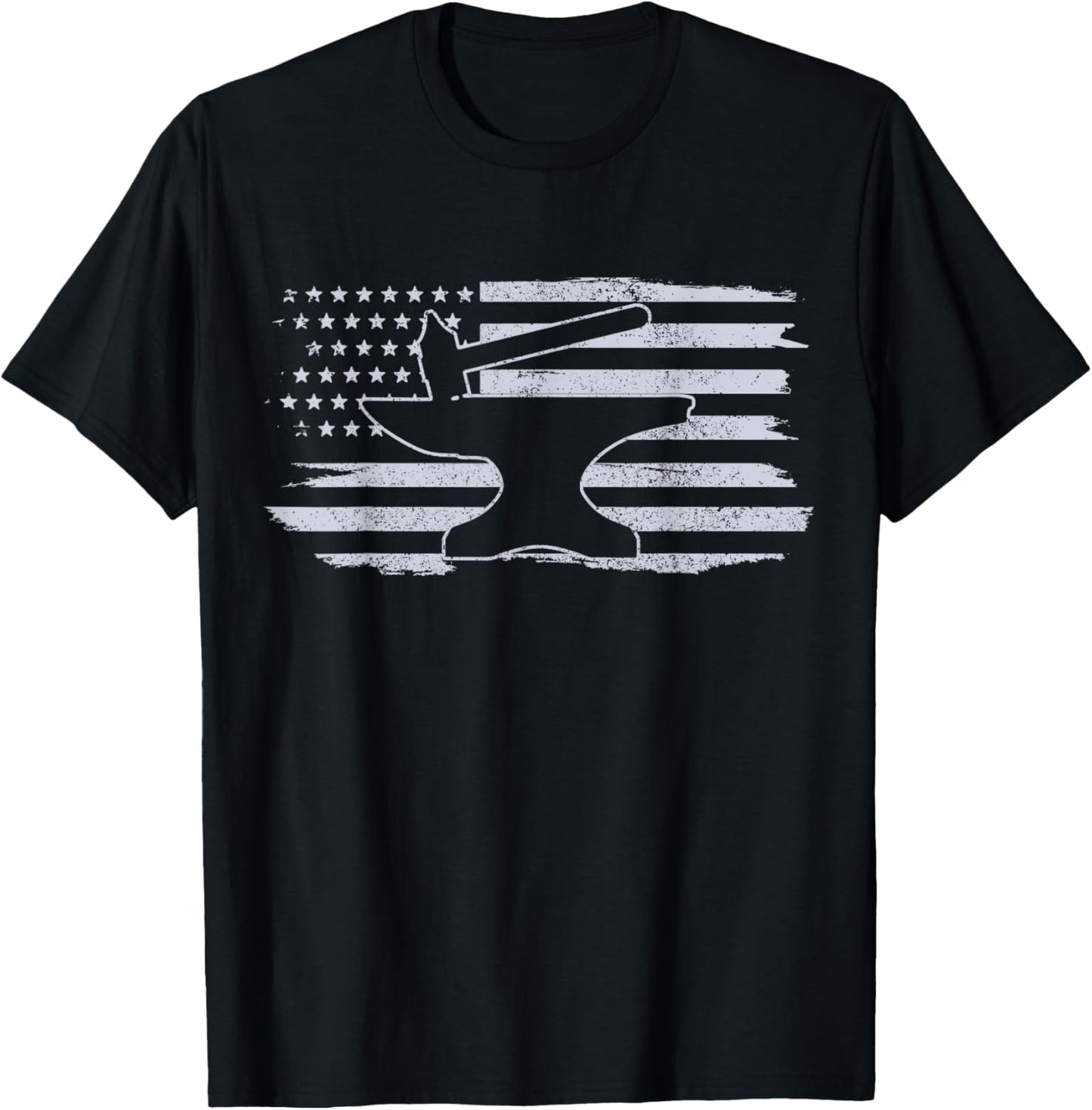 Blacksmith - Hammer Anvil USA Flag Knife Maker Steel Gift T-Shirt | Premium Quality | Perfect Gift Idea
