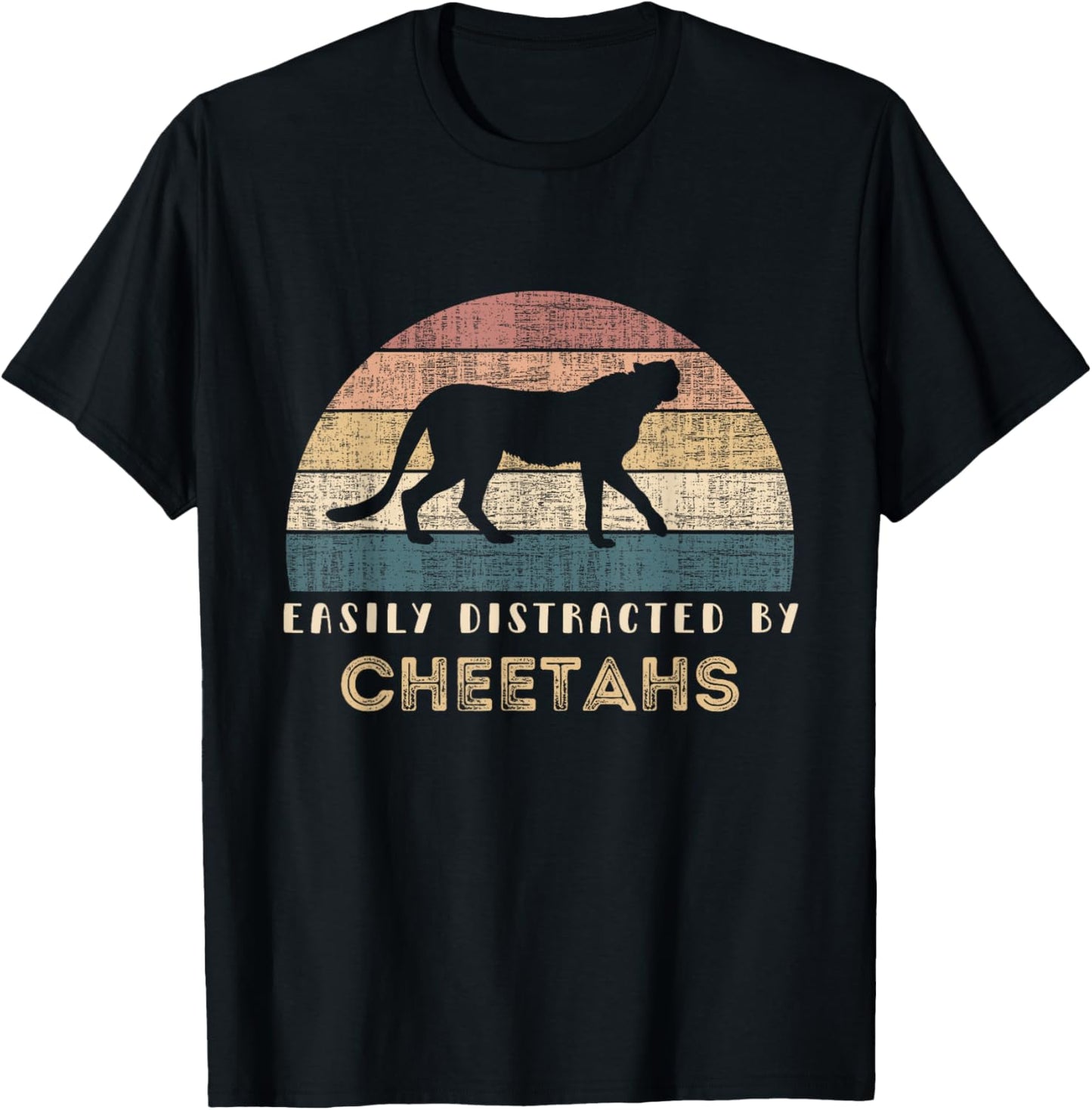 Retro Vintage Easily Distracted By Cheetahs Funny Cheetah Apparel Viral TikTok Find Everyday Wear