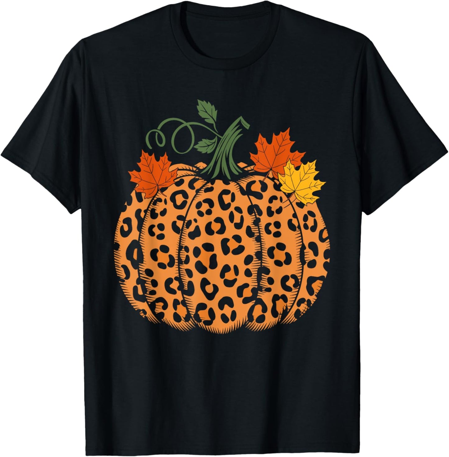Fall Leopard Pumpkin Print Pumpkin Fall Graphic Thanksgiving Apparel Streetwear Style US Top Pick
