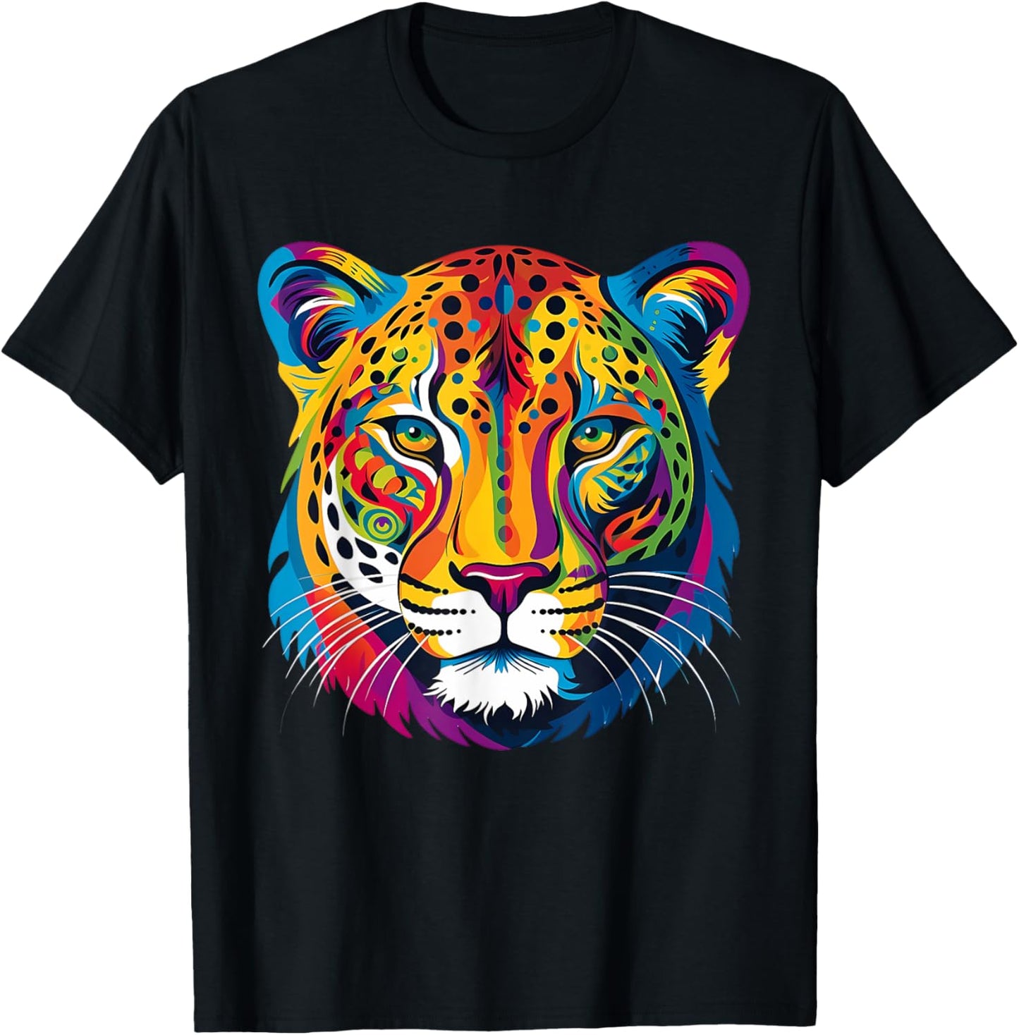 Colorful Cheetah Face Animal Print Big Cat Wildlife Graphic Apparel Trending US Gift Ready