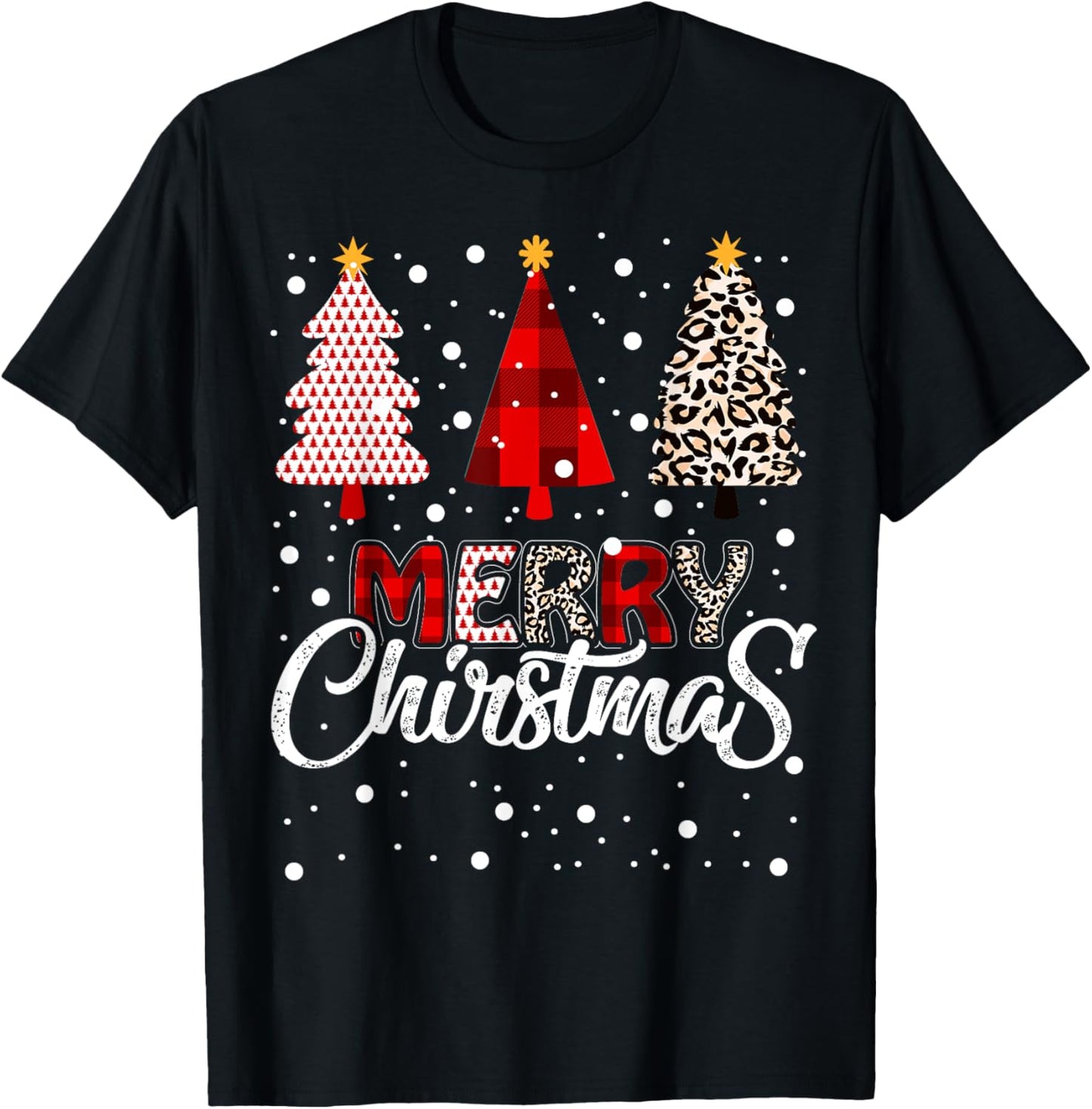 Merry Christmas Trees Xmas Plaid Leopard Cheetah Print Apparel Trending US Best Seller Look