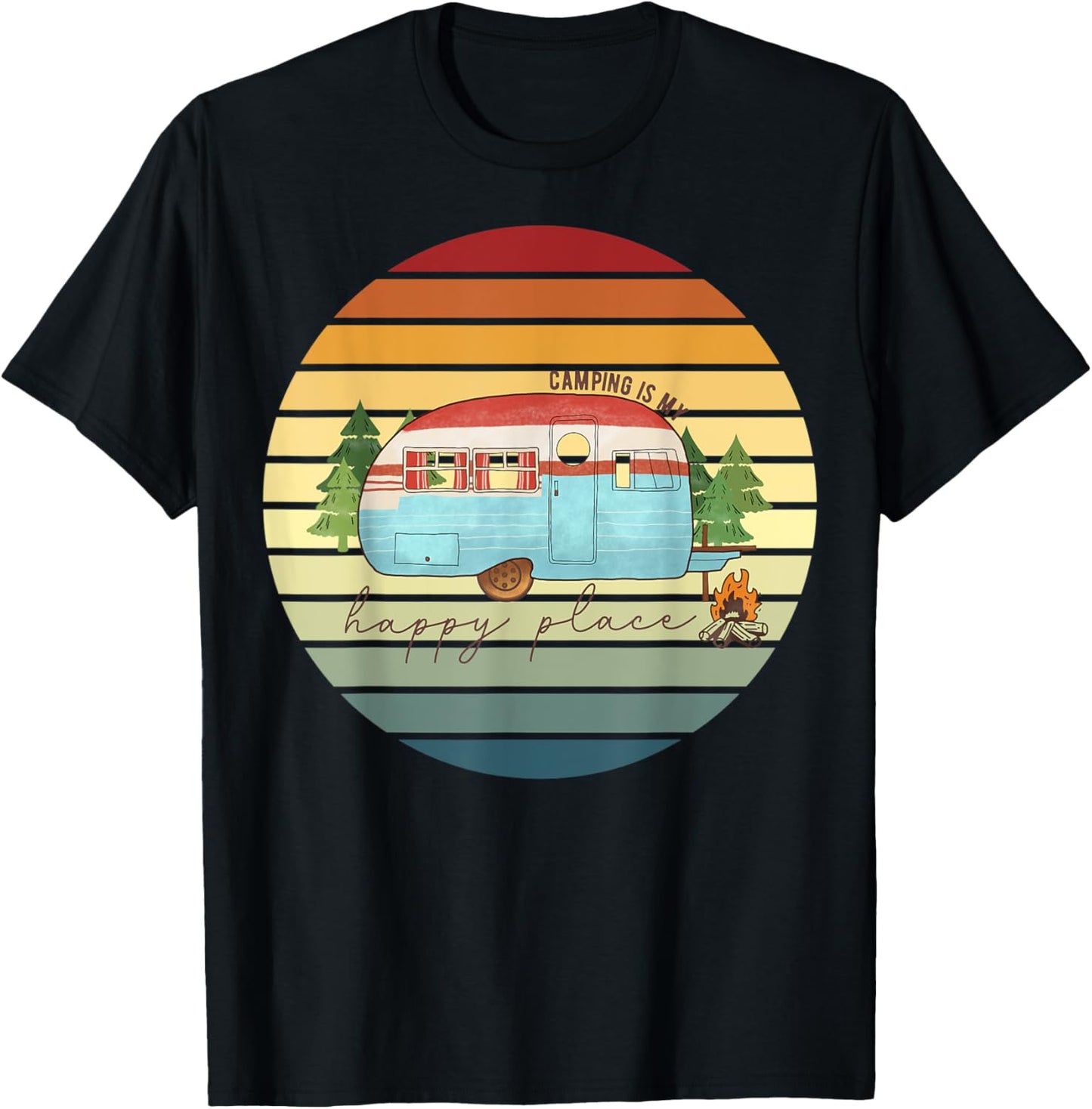 Retro Camping is my Happy Place Adventure Outdoors Hiking Apparel | Top Conversion Title | Customer Favorite