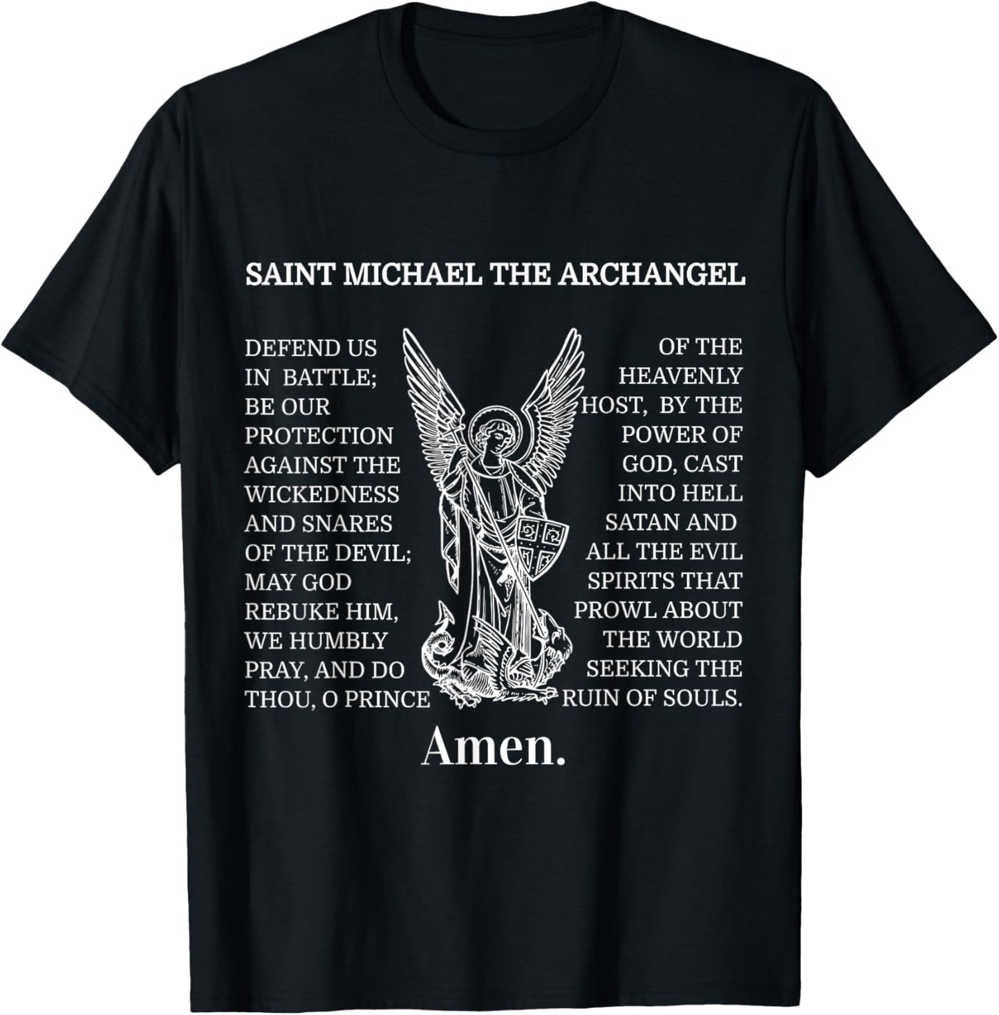 Saint St Michael Prayer T-Shirt Catholic Archangel Christian T-Shirt | US Best Seller