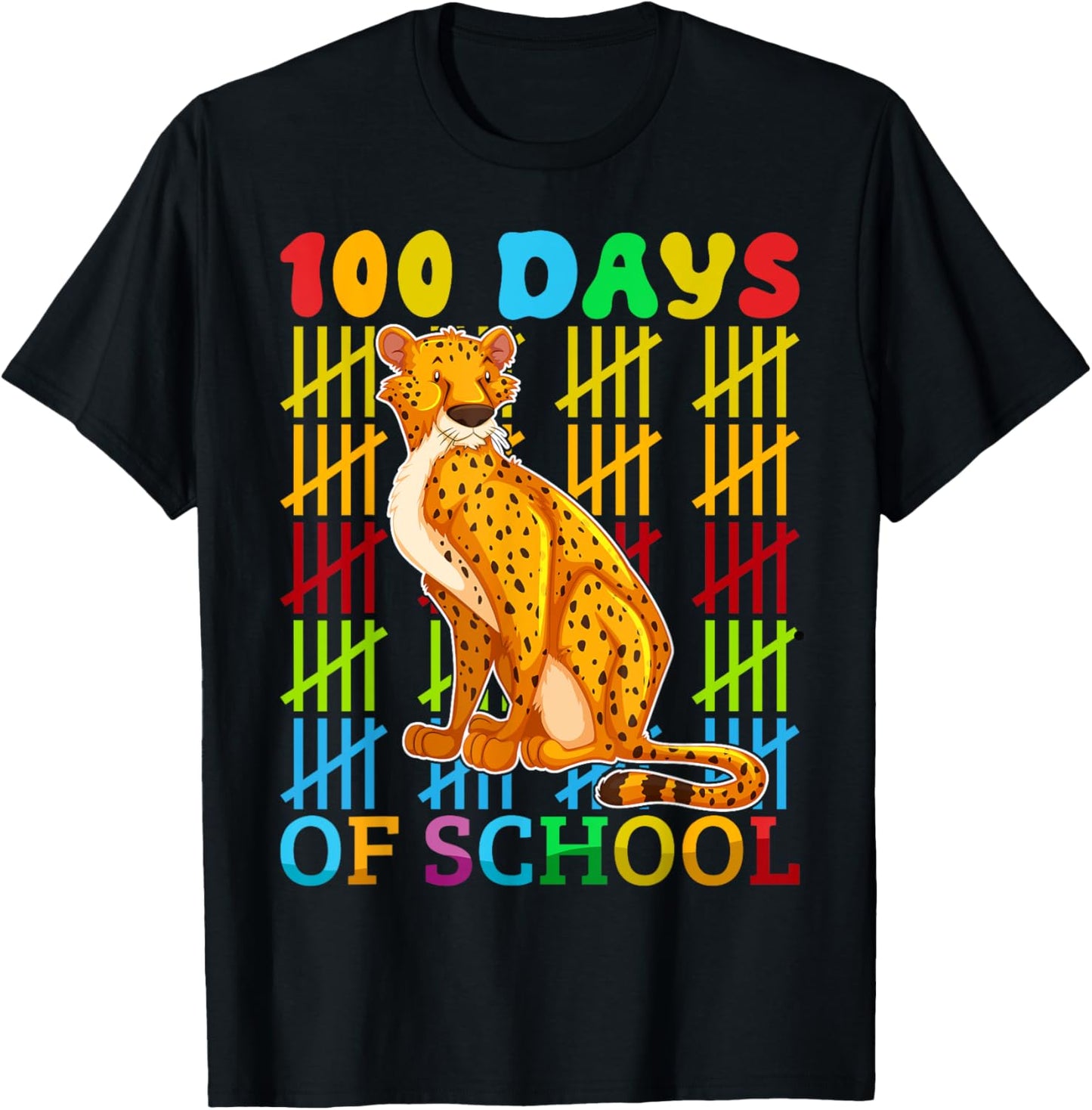 Funny Cheetah Lover Boys Girls 100 Days of School Apparel Premium Print US Top Pick