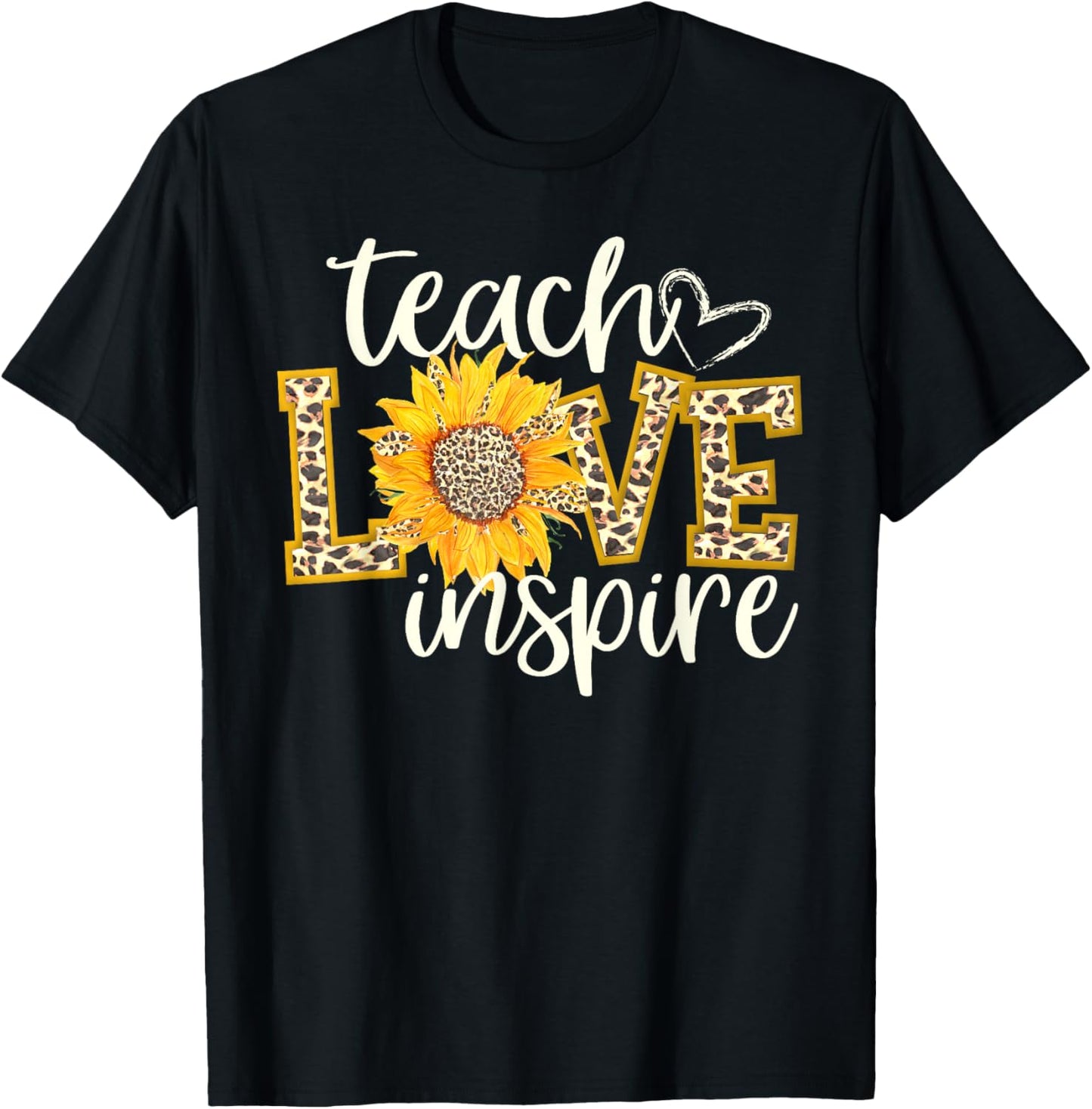 Teach Love Inspire Cute Sunflower Leopard Cheetah Print Gift Apparel Streetwear Style Hot Right Now