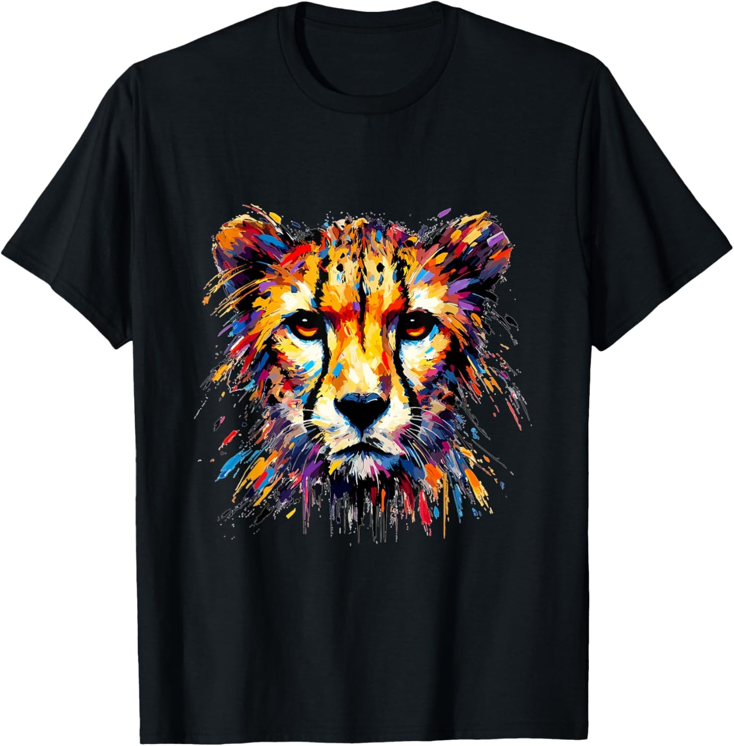 Colorful Impressionism Style Animal Lover Cheetah Face Apparel Viral TikTok Find US Top Pick