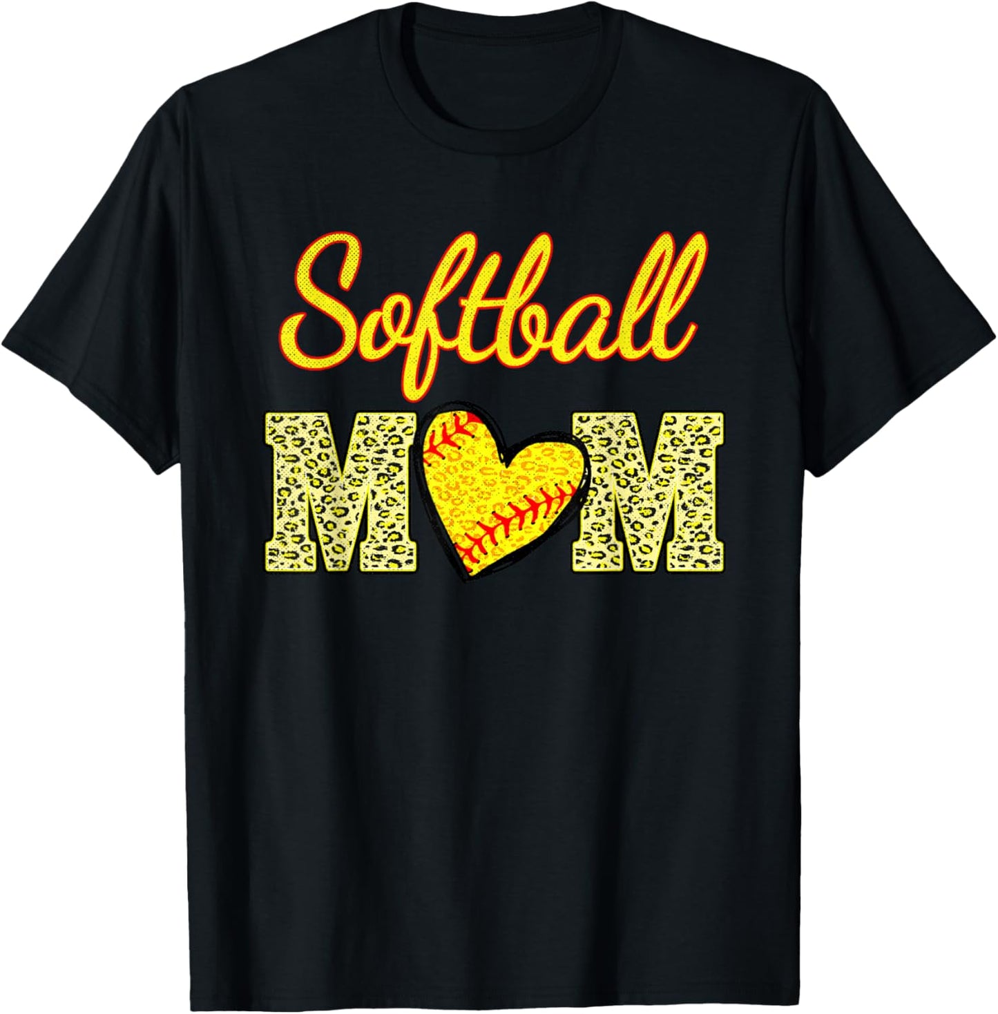 Softball Mom Heart Cheetah Print Apparel Streetwear Style Best Seller Look