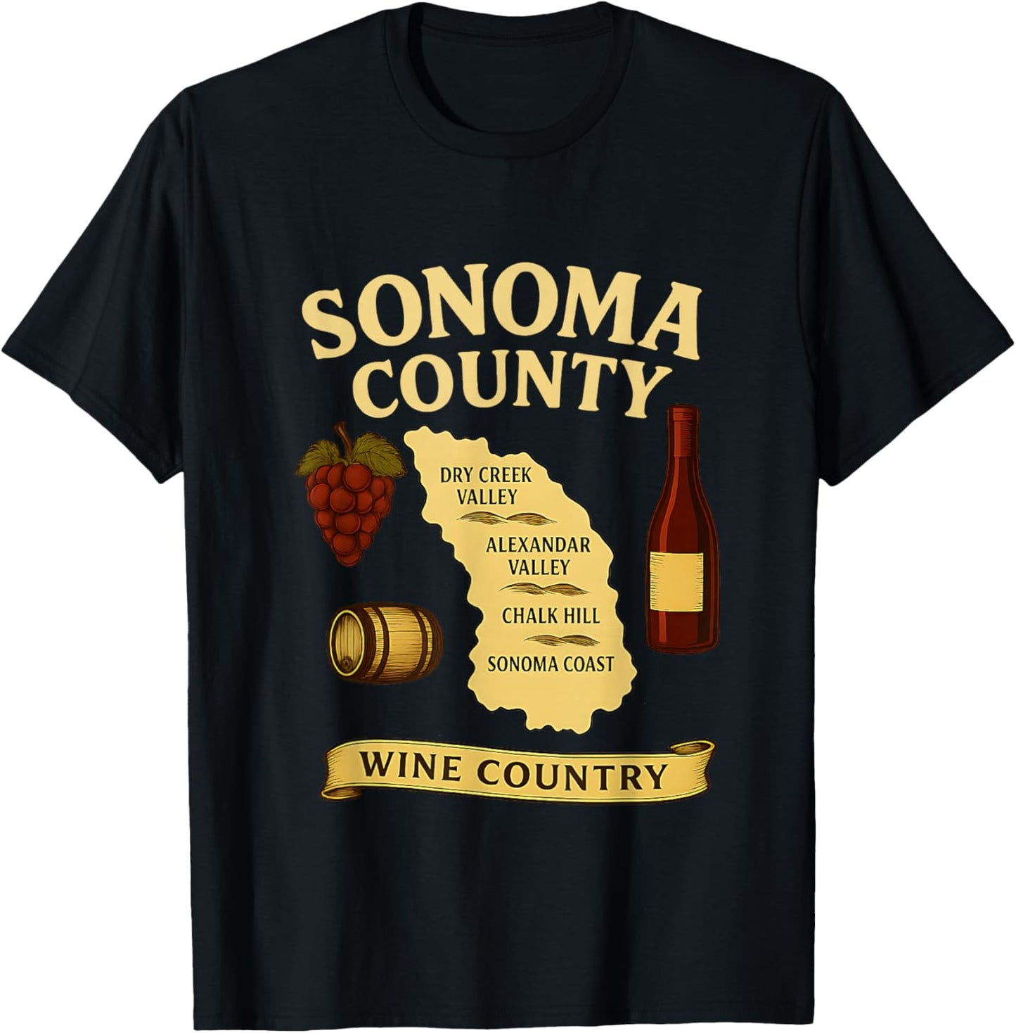 Sonoma County Wine Country Map California Vineyard Apparel | Premium Quality | Must-Have Style
