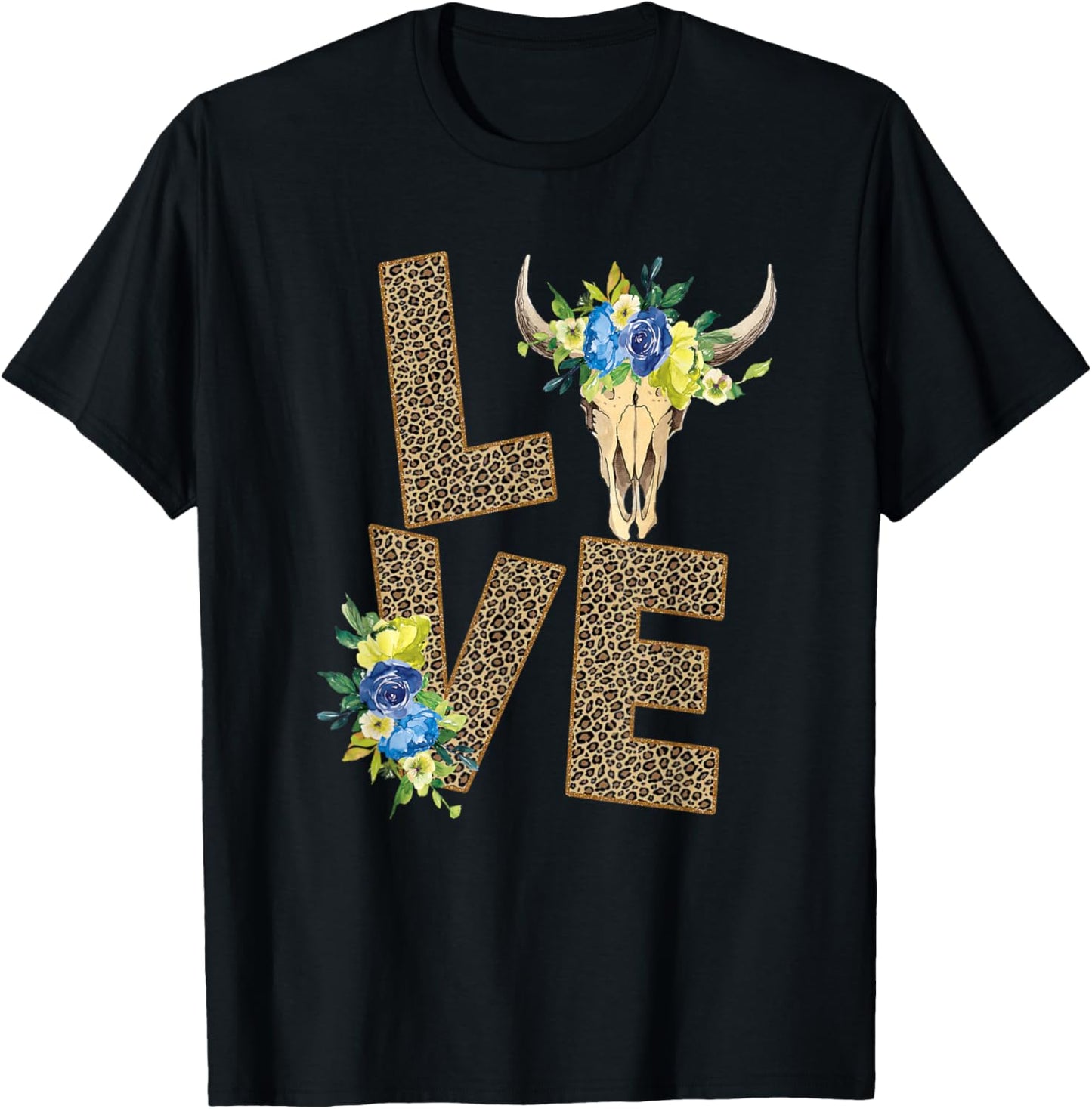 Cheetah Skin Love Boho Bull Skull Floral Love Gift Apparel Premium Print Best Seller Look