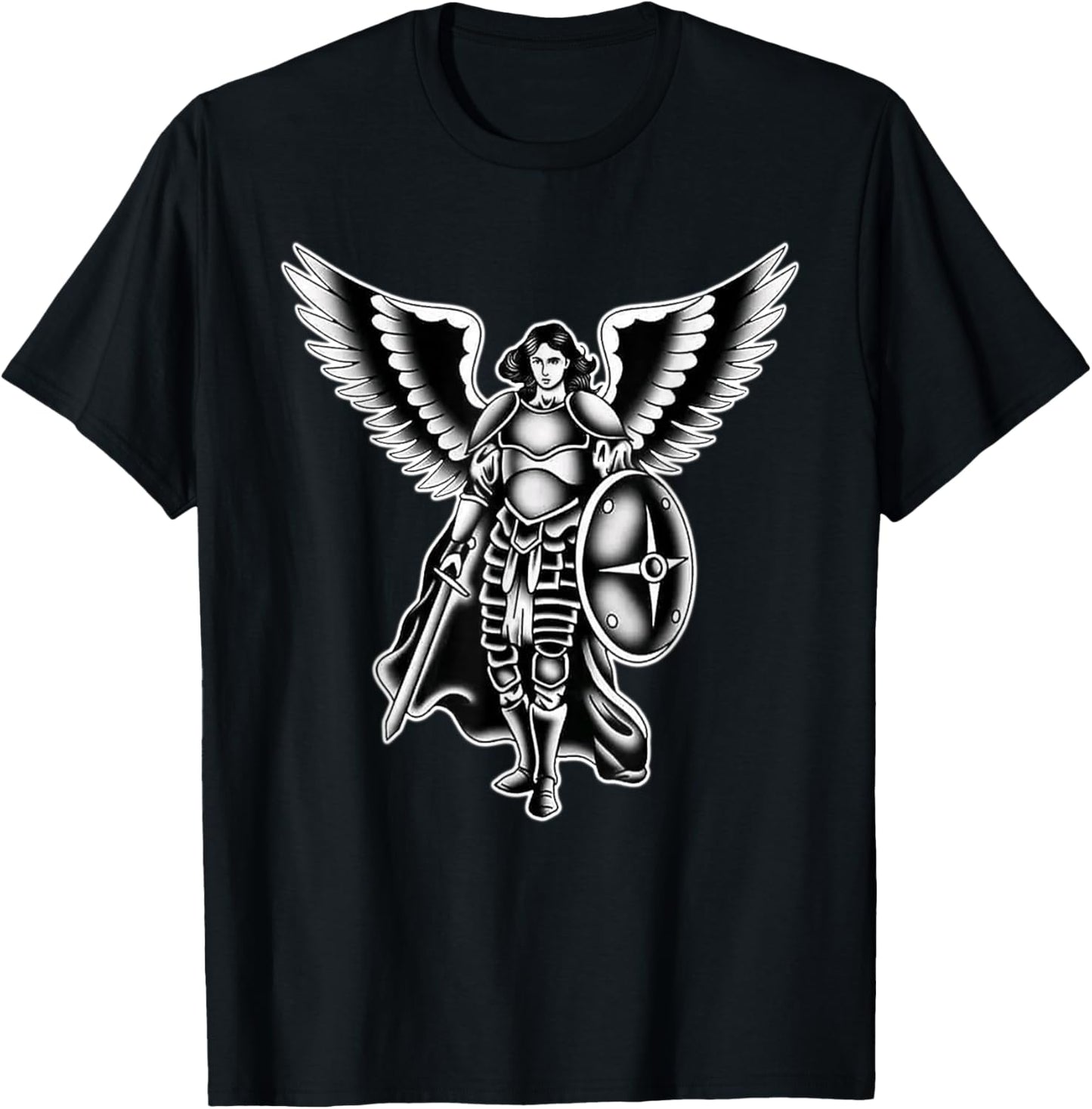 Archangel Michael Saint Angel Blackwork Minimal Apparel | Everyday Casual Wear