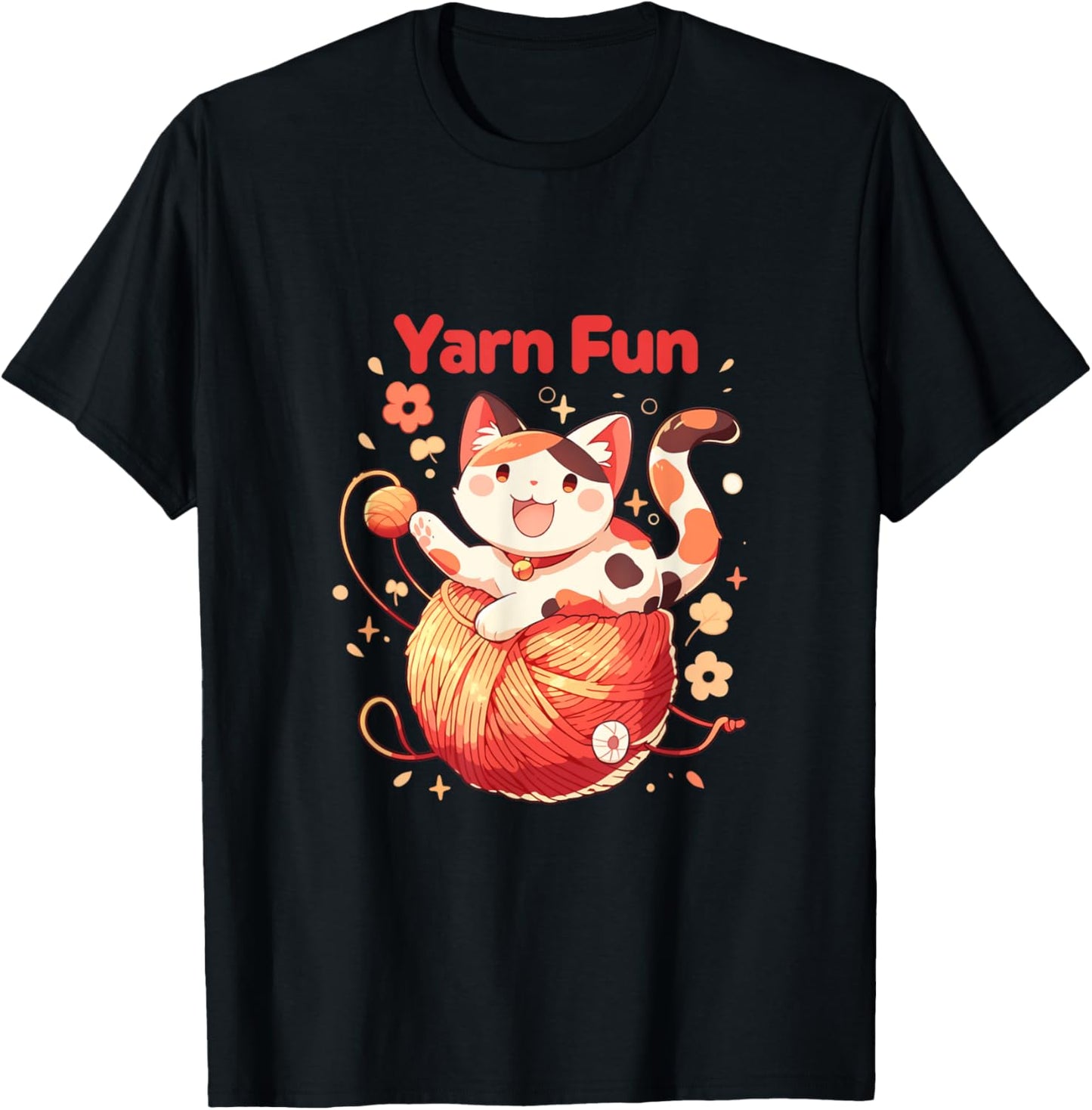 Happy Calico Cat Playing With Ball Of Yarn Cute Cat Lover T-Shirt for Men Women Kids T-Shirt | High Search Volume | C...