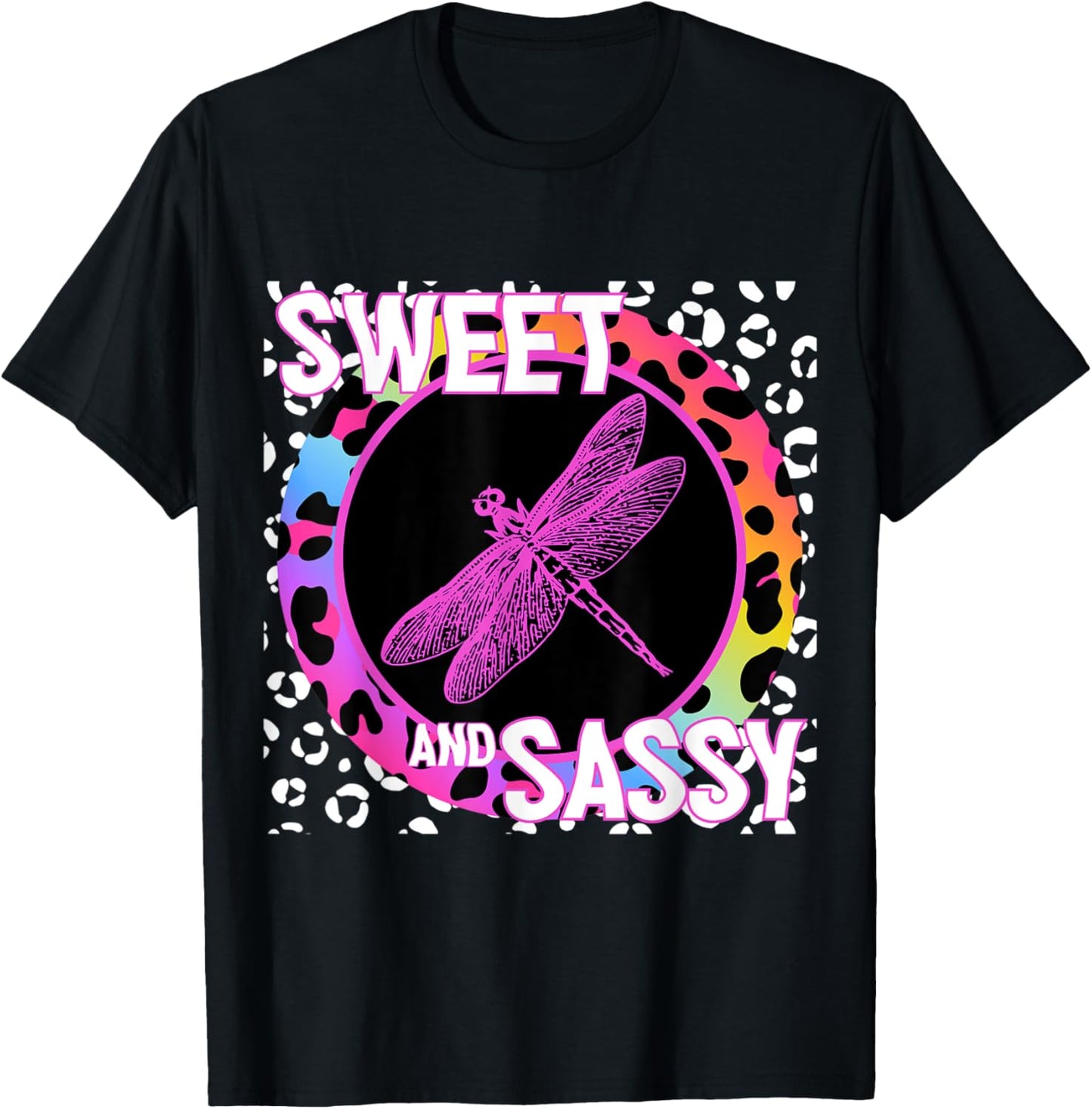 Cute Dragonfly 90s Nostalgia Rainbow Leopard Print Tropical Apparel Premium Print Gift Ready