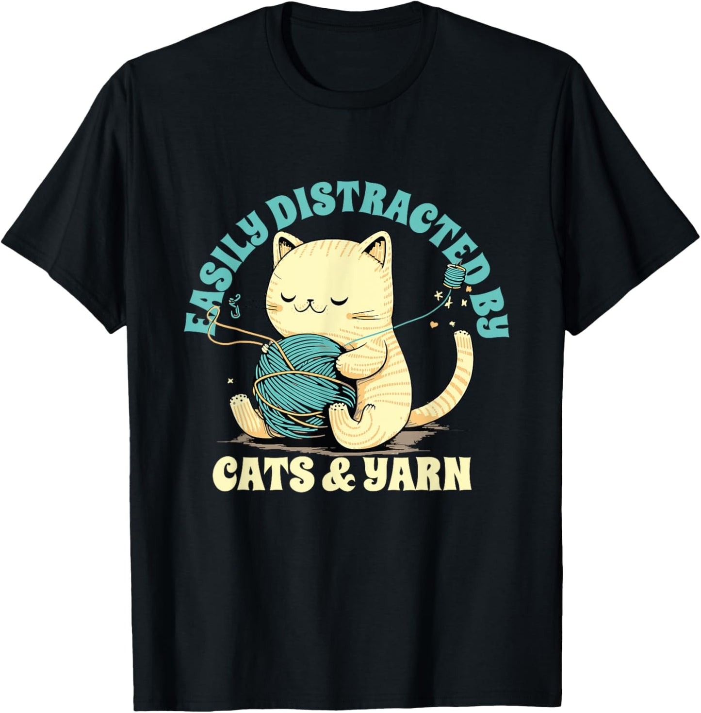 Easily Distracted By Cats And Yarn Crocheting Knitting Yarn Supply | Viral US Pick | Perfect for Crafters
