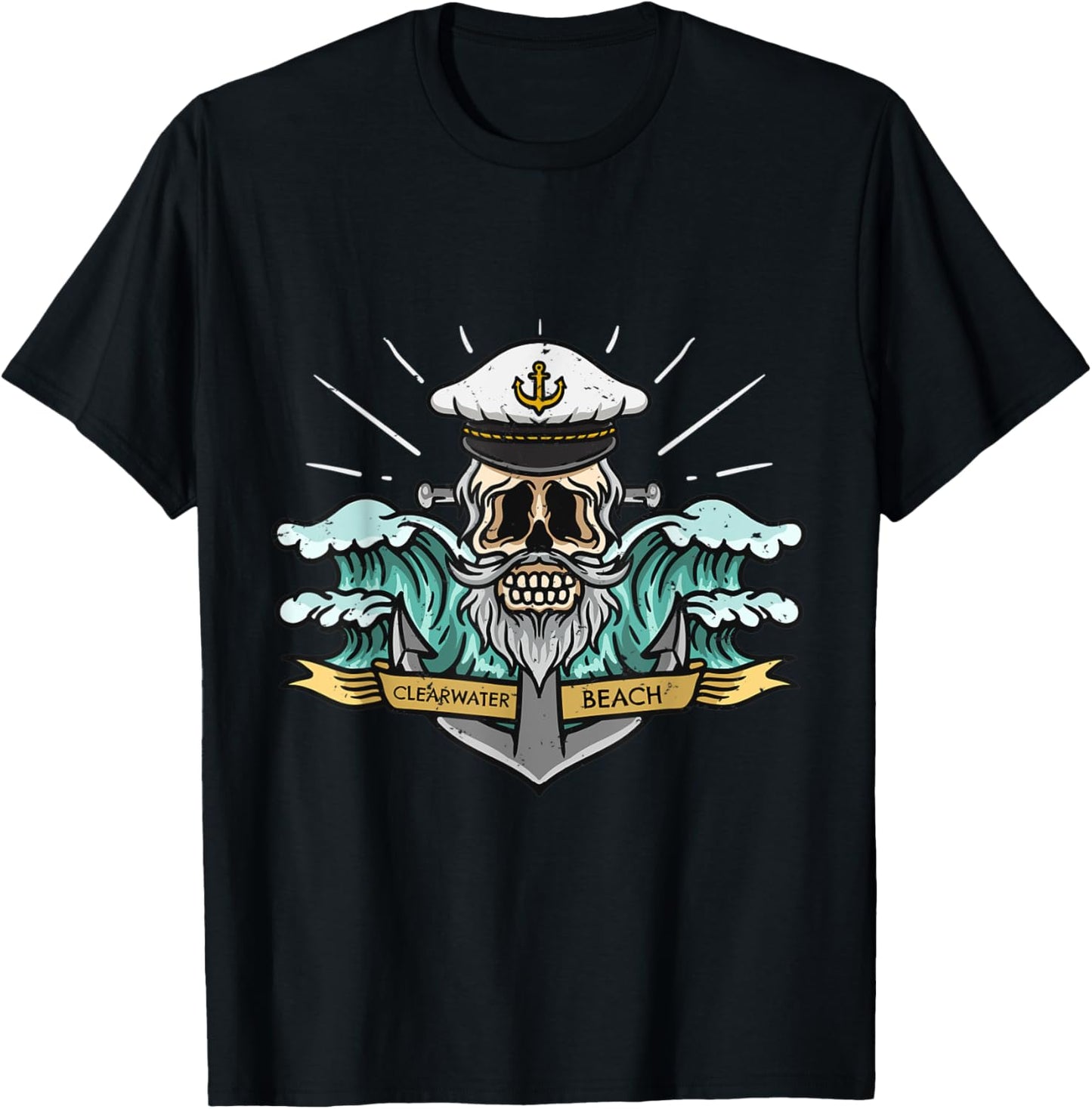 Clearwater Beach Florida Sea Captain Pirate Skull Nautical T-Shirt for Men Women Kids T-Shirt | Premium Quality | Daily Wear Essential