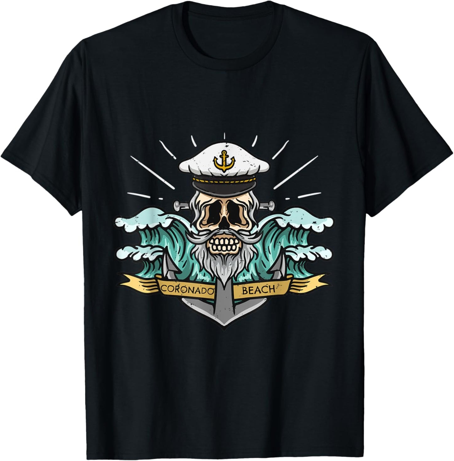 Coronado Beach California Sea Captain Pirate Skull Nautical T-Shirt for Men Women Kids T-Shirt | Top Conversion Title | High CTR Boost