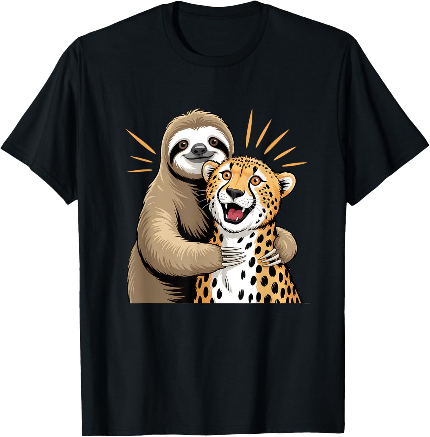 Sloth Hugging Cheetah Funny Apparel Comfort Fit US Top Pick