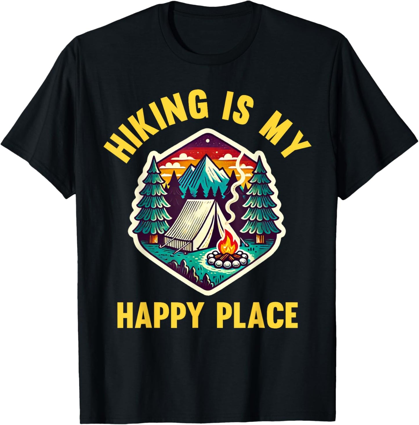 Hiking My Happy Place Mountain Hiking Nature Lover Graphic Apparel | Trending 2025 | Perfect Gift Choice