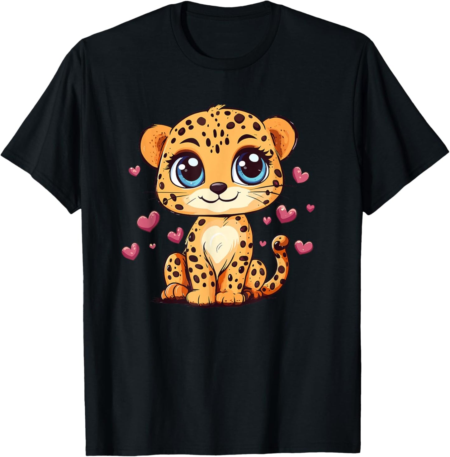 Cute Cheetah Surrounded By Hearts Apparel Streetwear Style Best Seller Look