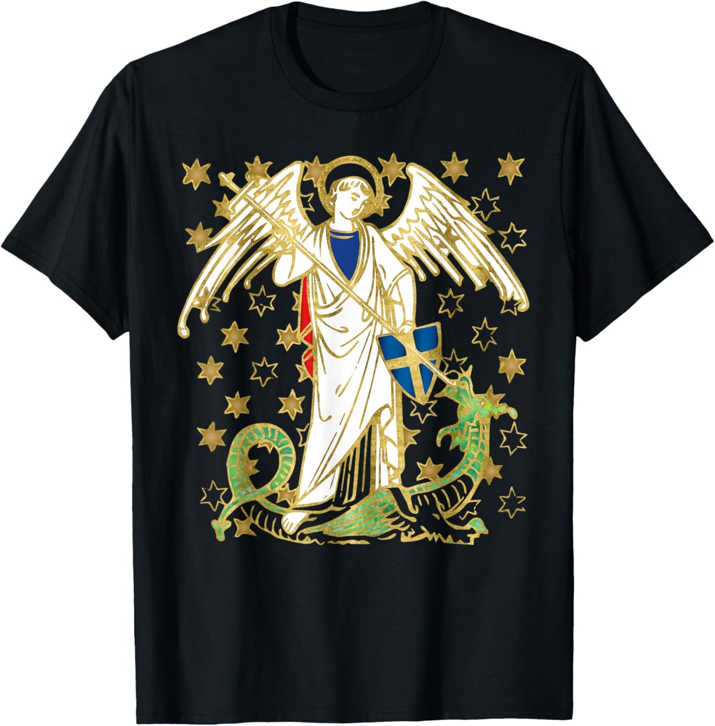 St. Michael the Archangel Icon Dragon Catholic Angel Vintage Apparel | Viral Streetwear Style