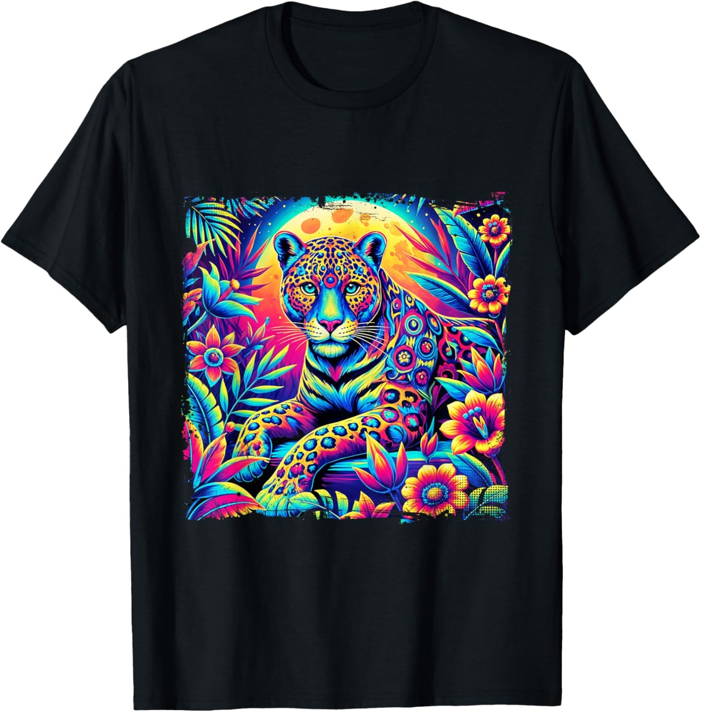 Jaguar Jungle Animal Shirt Vibrant Colorful Flower Cheetah T Shirt High Search Demand US Top Pick