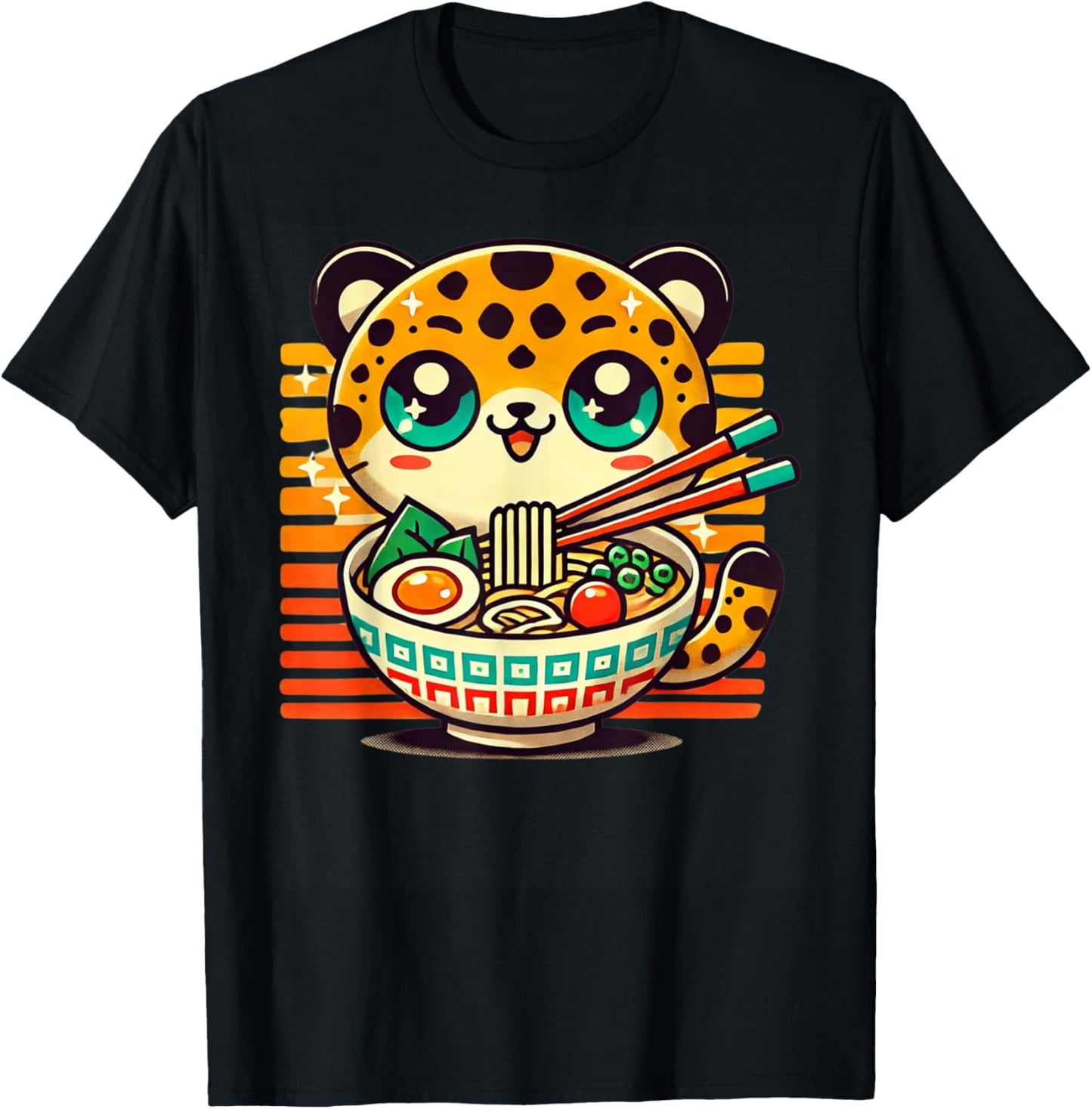Retro Japanese Art Wildlife Noodle Lover Cute Cheetah Ramen Apparel Comfort Fit Best Seller Look