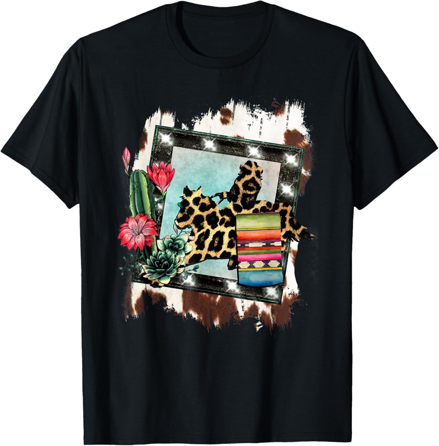 Barrel Racing Cheetah Print Rodeo Cowgirl Cactus Design Apparel Premium Print US Top Pick