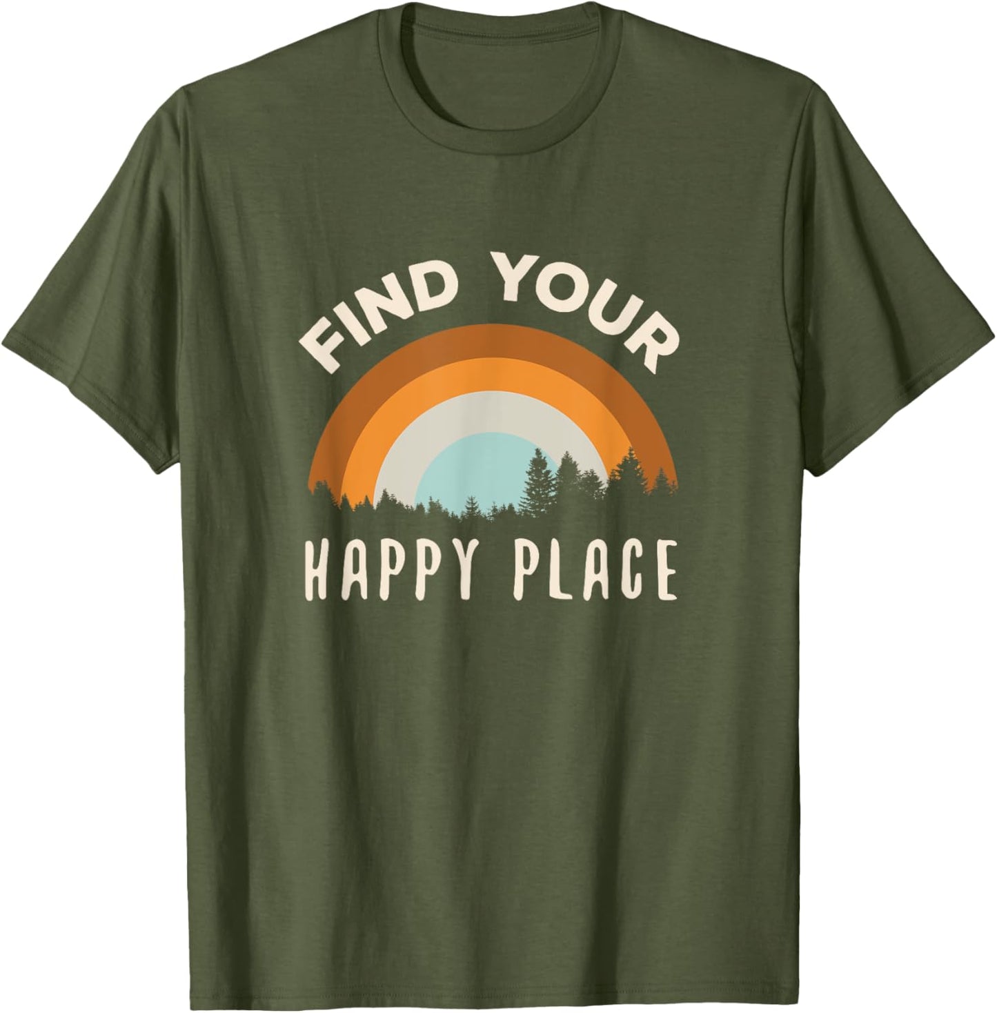 Vintage Retro Find Your Happy Place Mountains Sunset Apparel | US Viral Pick | Perfect Gift Choice