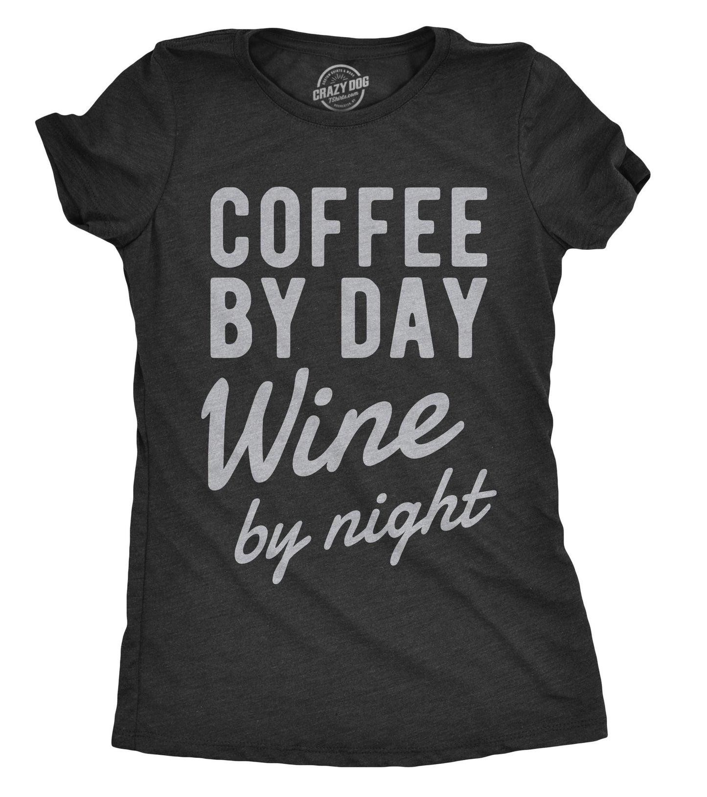 Funny Wine Shirt Womens Wine T shirt Gift for Coffee Lovers Coffee Shirt Wine Lover Gift Mothers Day Shirt Coffee by Day Wine by NIght Graphic Tee – Soft Feel · Perfect For Daily Wear