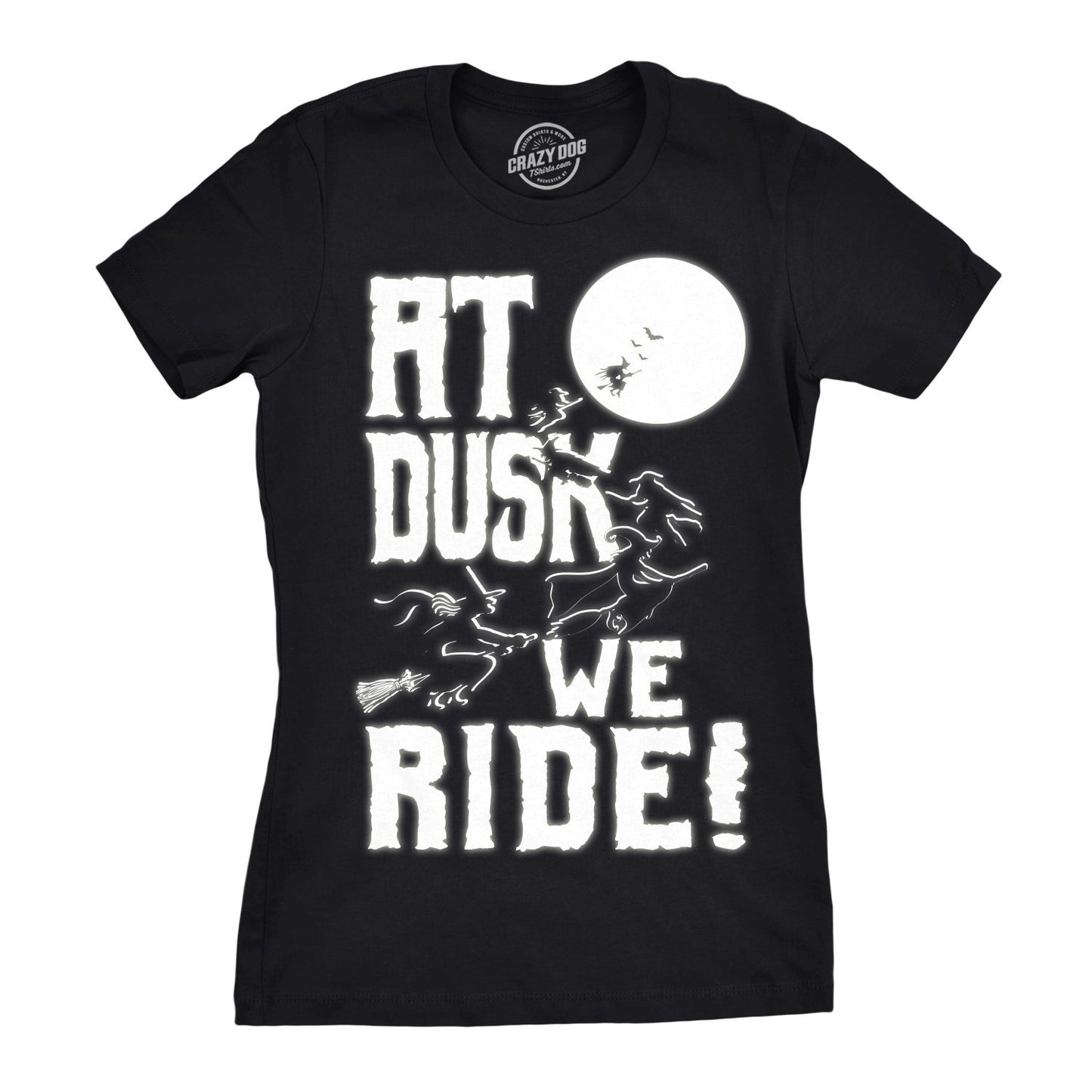 Witch Broomstick Shirt At Dusk We Ride Face Occult Shirts Halloween Witch T Shirt Womens Funny T Shirt Full Moon shirts Funny Witch Graphic Tee – Premium Graphic · Trending Graphic Apparel