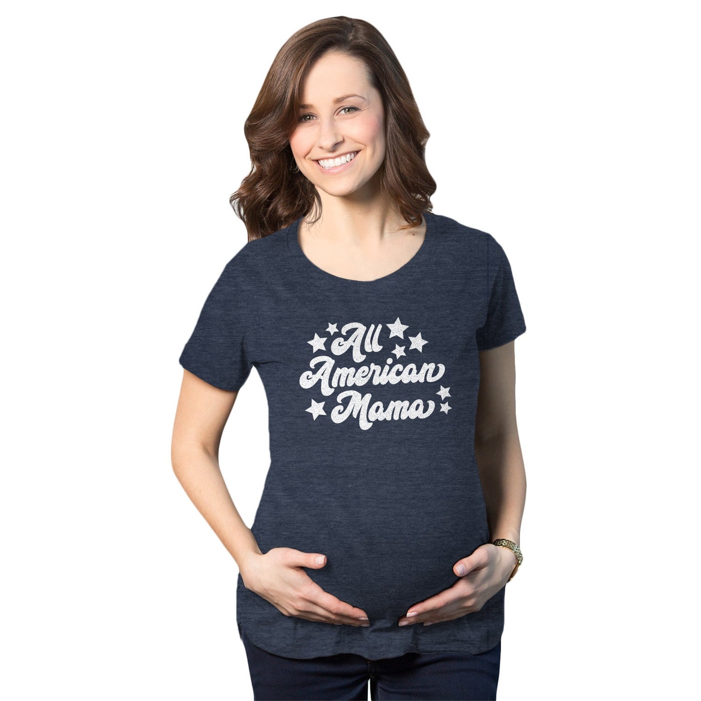 All American Mama 4th July Baby Pregnancy Tee STRETCHY Independence Day Maternity Shirt Party Celebration Pregnant Tshirt Baby Reveal Graphic Tee – Cozy Vibes · Trending Graphic Apparel