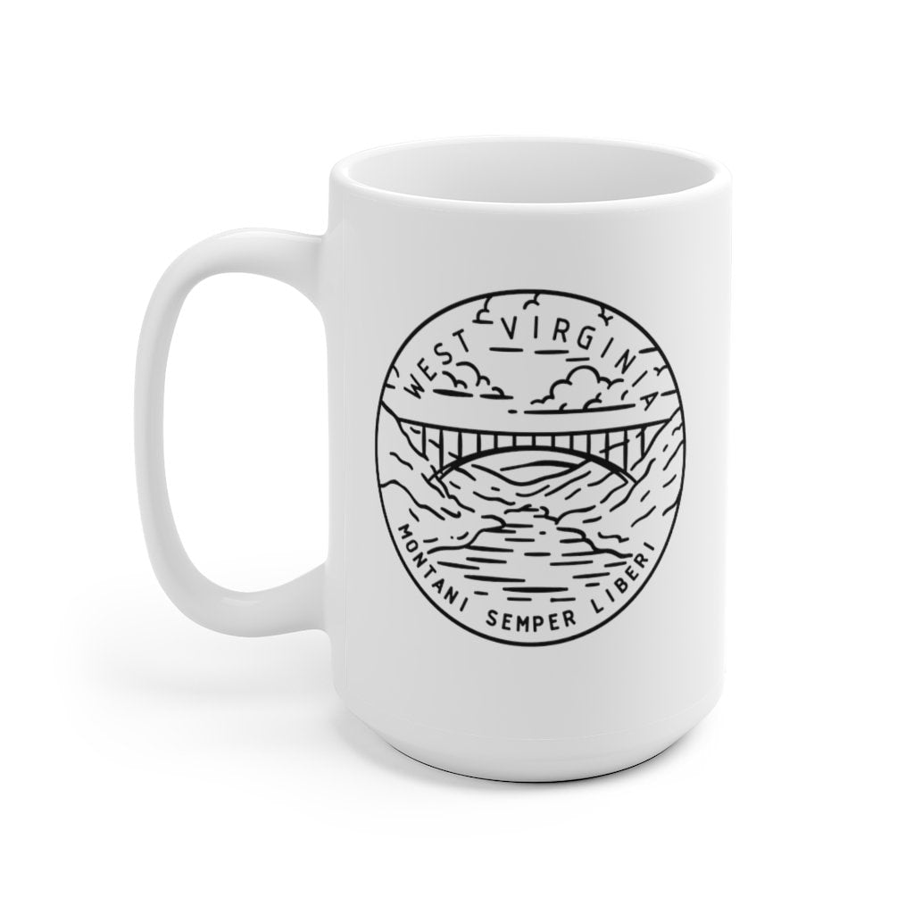 West Virginia Mug State Design White Ceramic West Virginia Mug 11oz 15oz Personalization Available Graphic Tee – Fan Favorite · Top Pick For Any Outfit