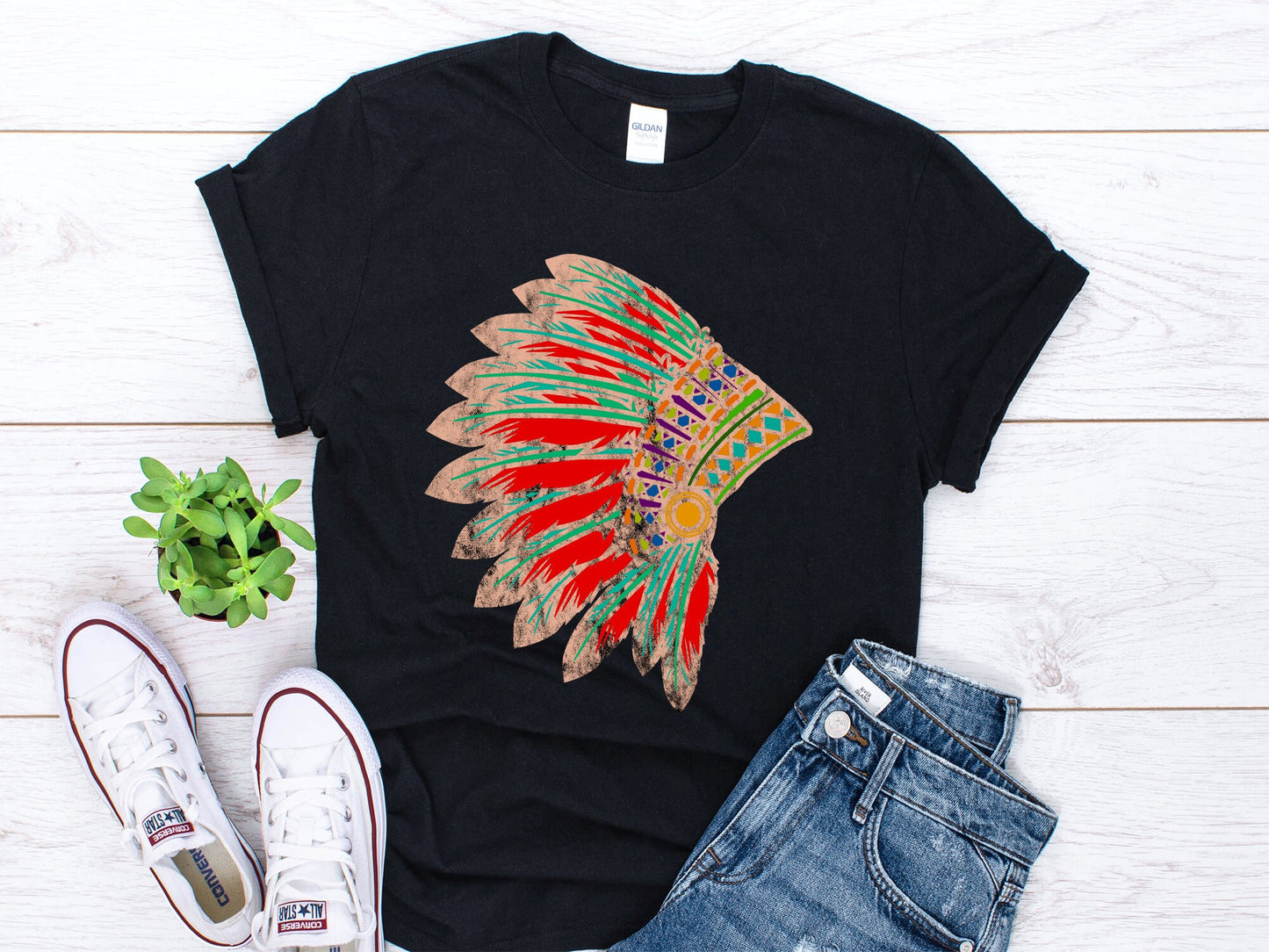 Native American Shirt Feather Headdress Shirt Indigenous People Gift Warbonnet Gift Indian Headdress Gift Vintage Shirt Unisex Shirt Graphic Tee – Soft Feel · Must-Have Style